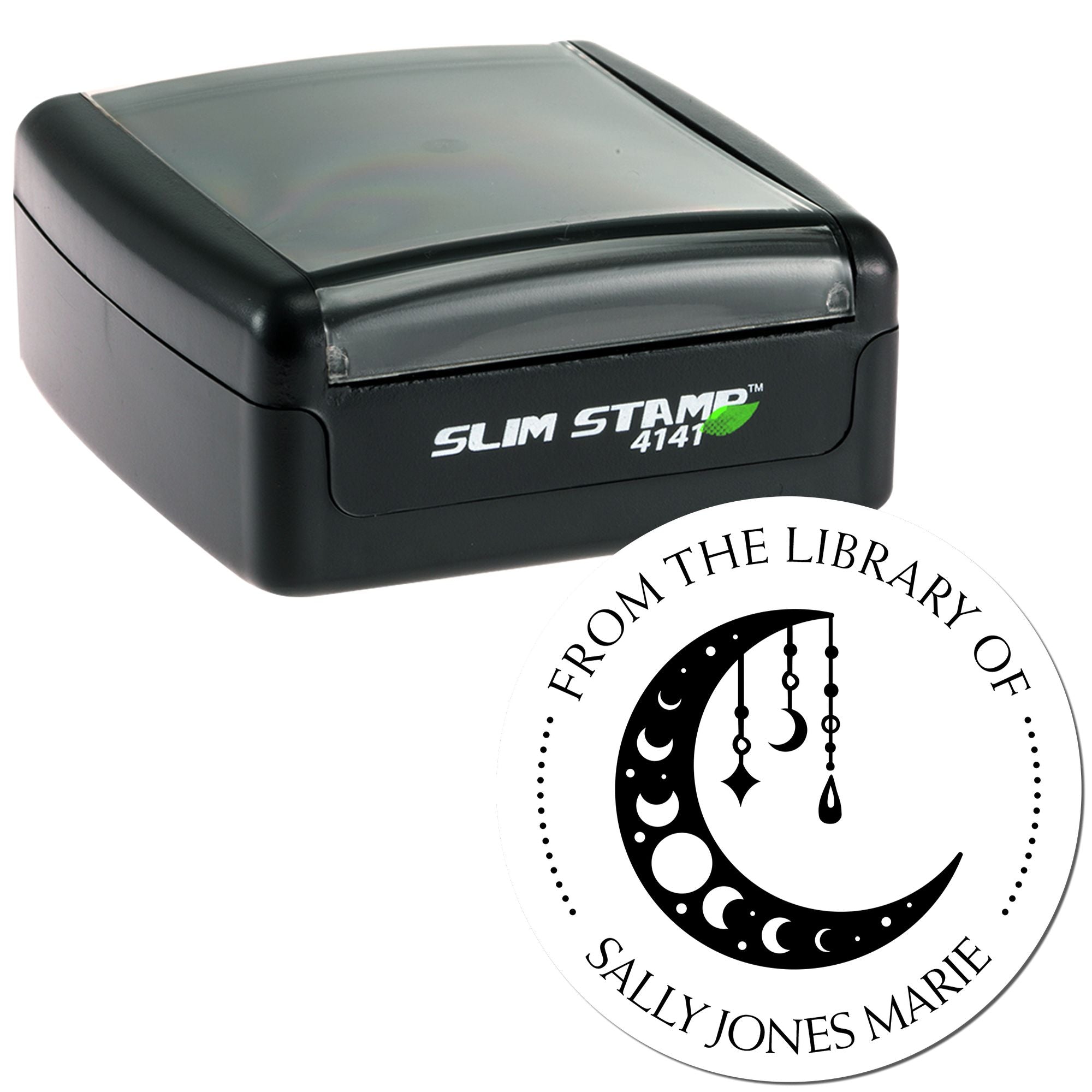 Pre-Inked Serene Moon Personalized Name Inscription Stamp - Engineer Seal Stamps