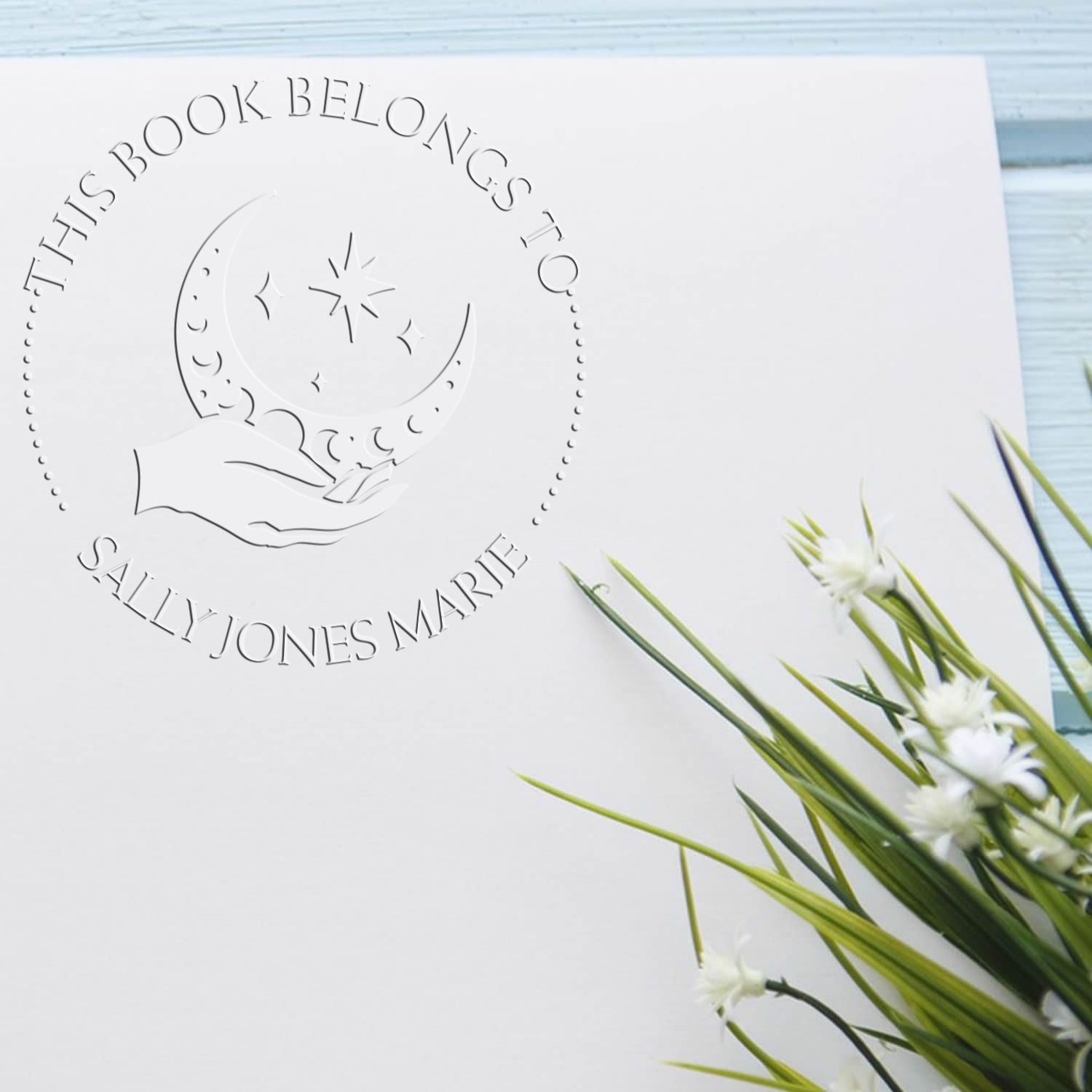 Soft Vivid Sky Personalized Book Name Embosser - Engineer Seal Stamps