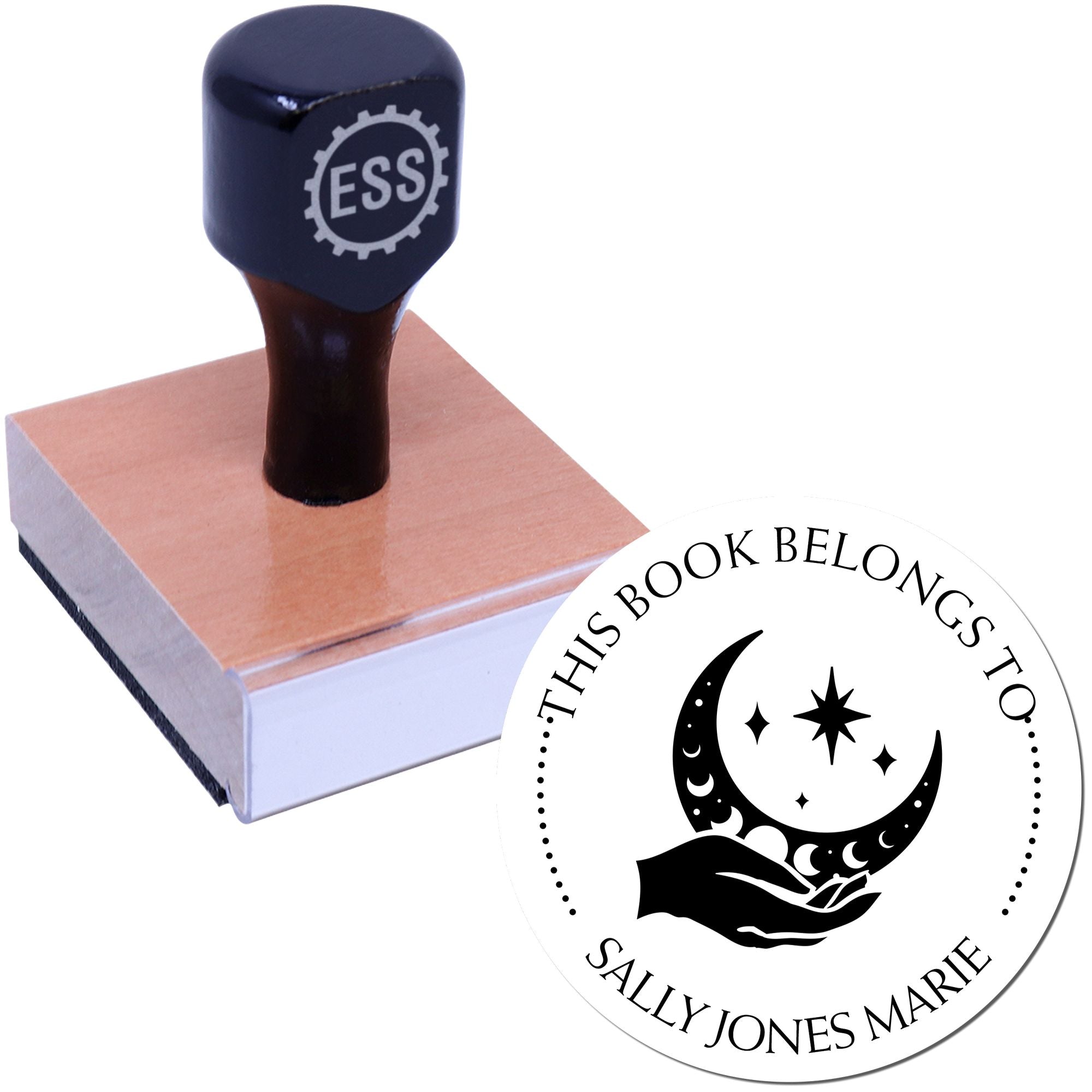 Wood Handle Vivid Sky Personalized Book Property Stamper