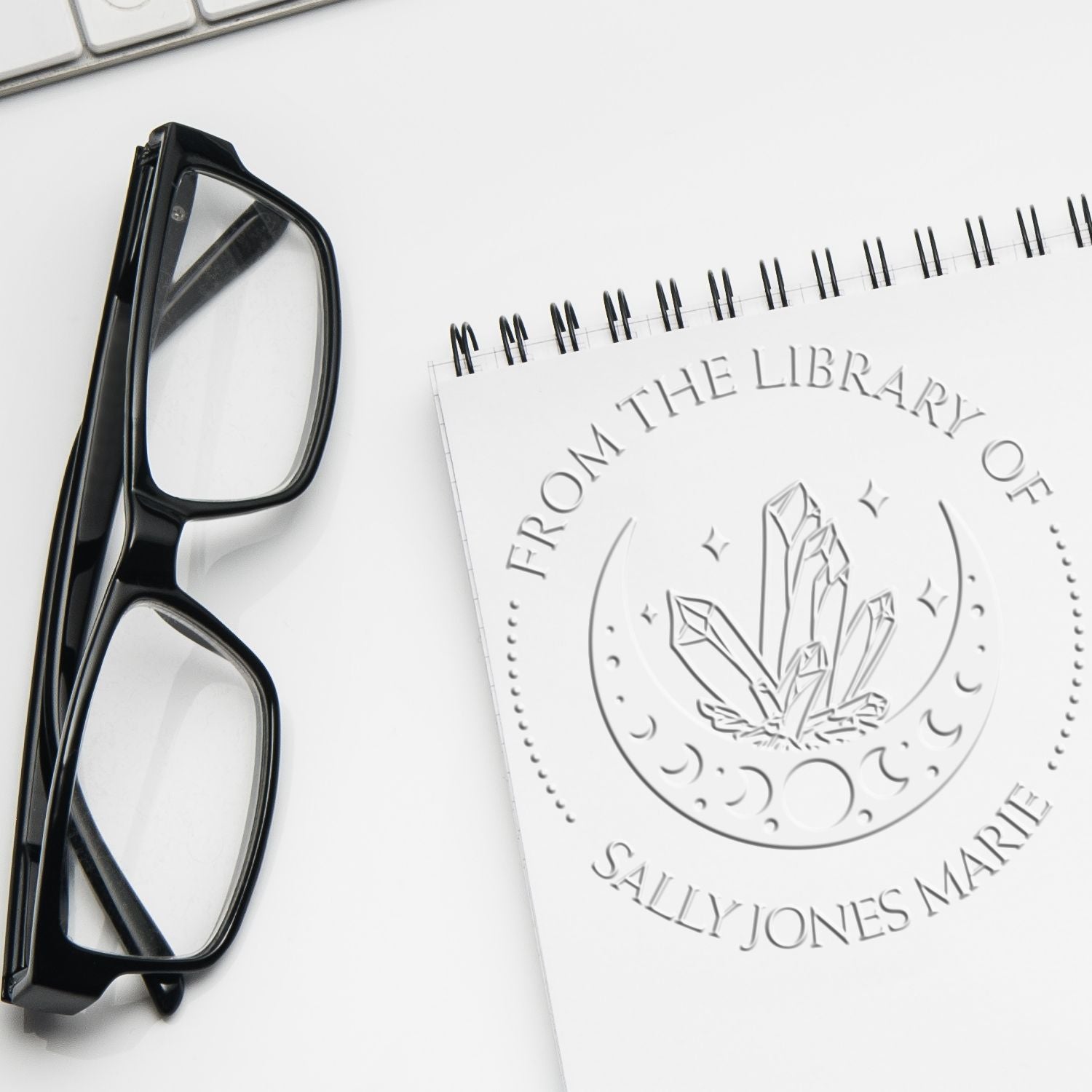 Desk Artistic Moon Personalized Personal Library Embosser - Engineer Seal Stamps
