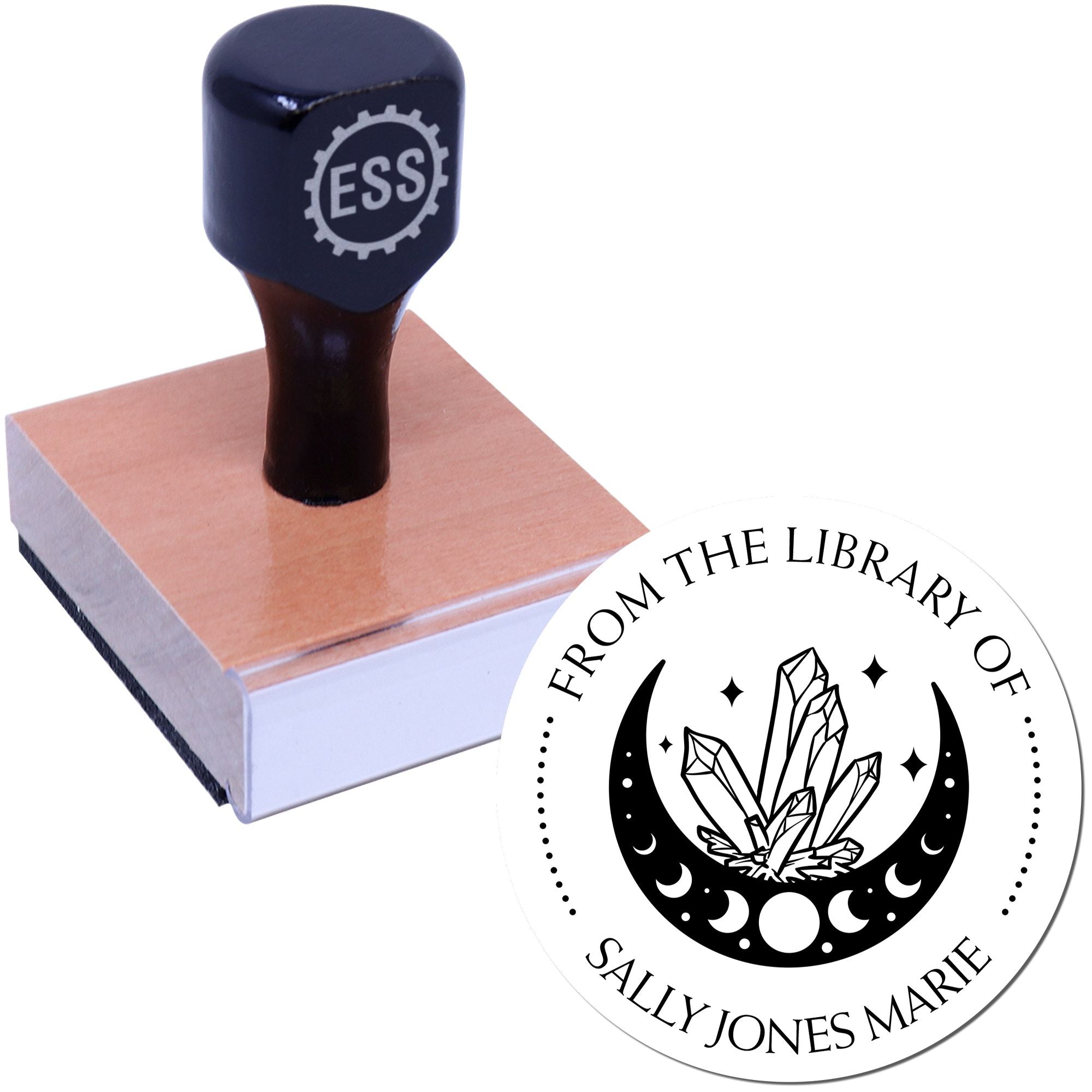 Wood Handle Artistic Moon Personalized Bookworm Stamper