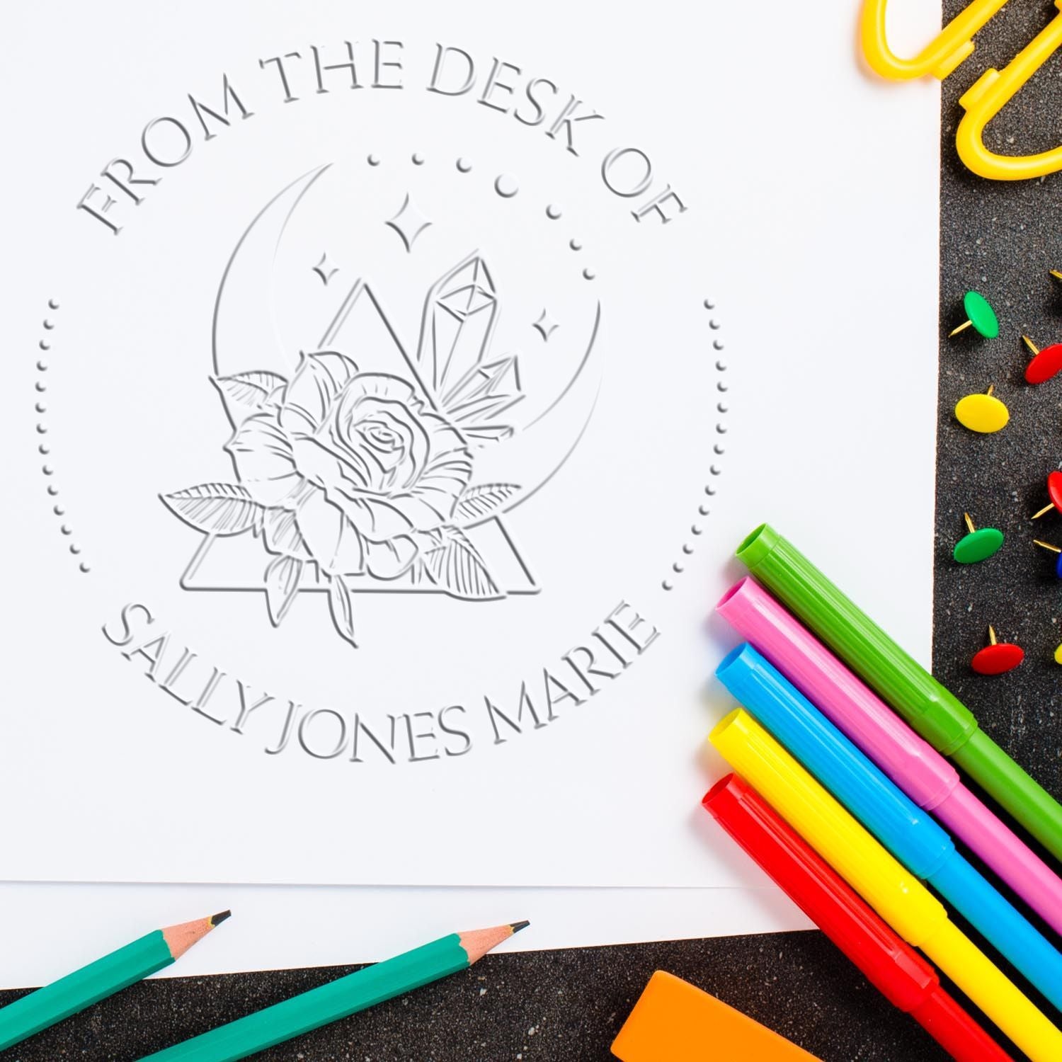 Soft Exquisite Luna Personalized Book Ownership Embossed Stamp