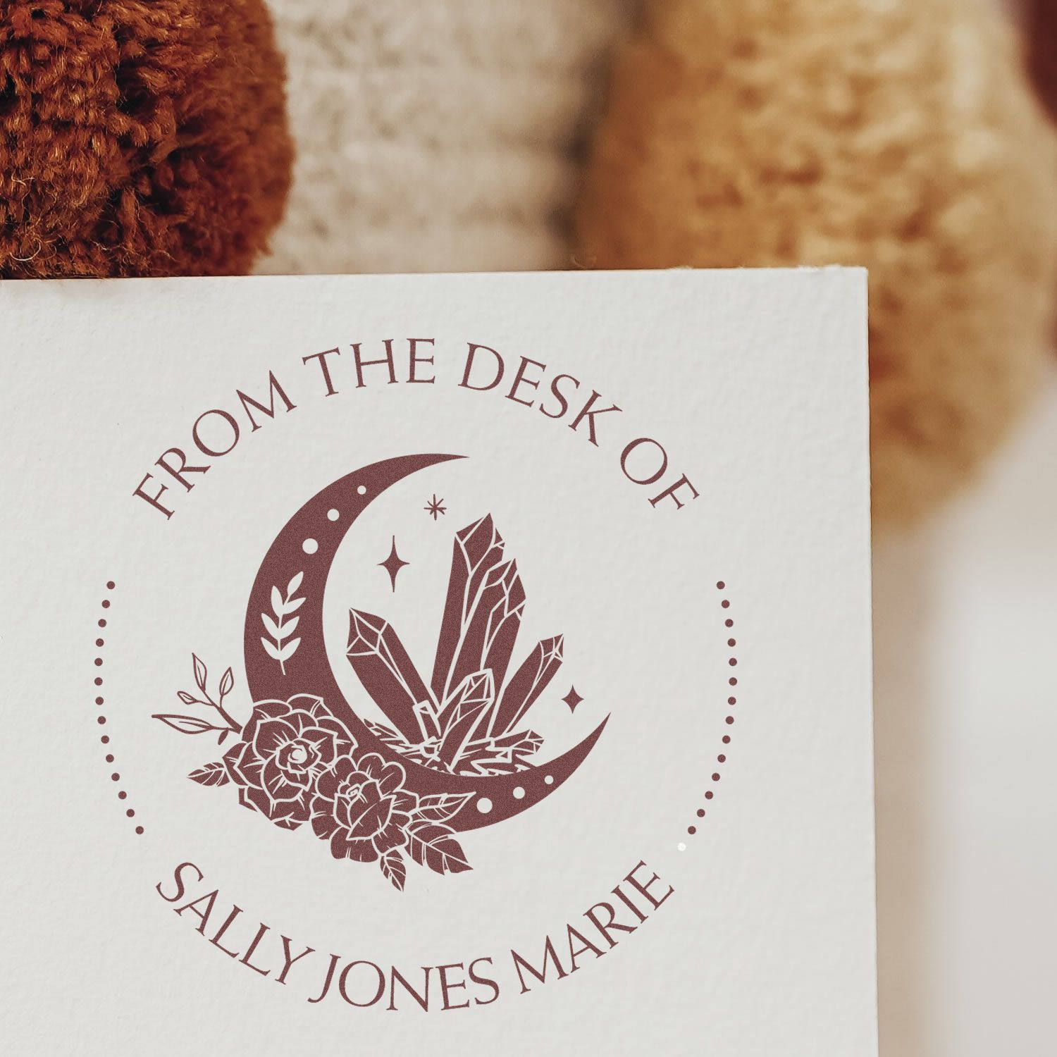 Wood Handle Fantastical Moon Personalized From The Library Of Stamper - Engineer Seal Stamps