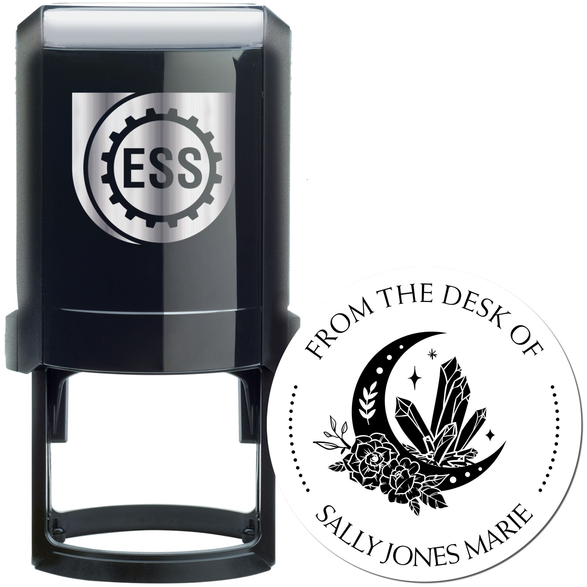 Self-Inking Fantastical Moon Customized Book Name Stamper - Engineer Seal Stamps