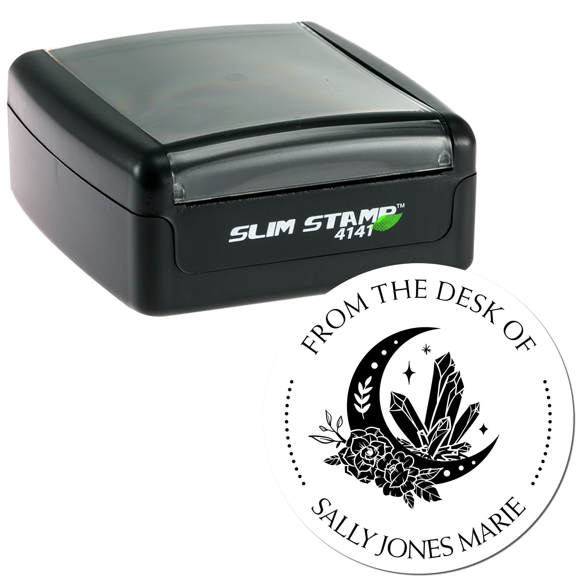 Pre-Inked Fantastical Moon Personalized Private Library Stamper - Engineer Seal Stamps