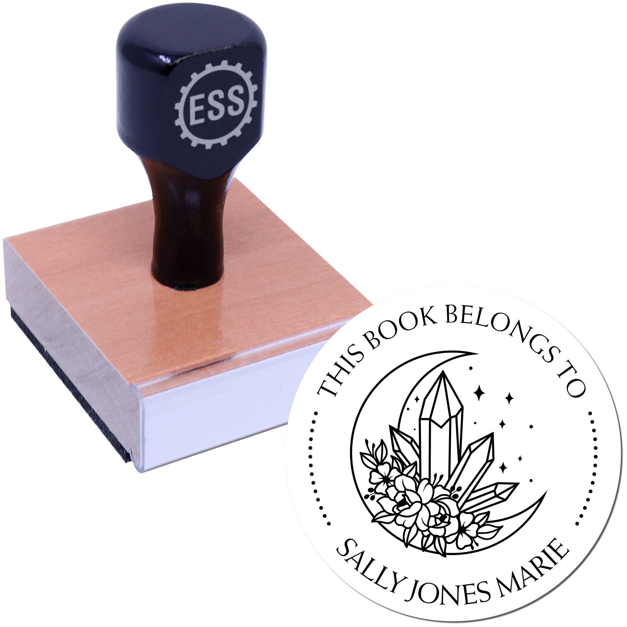 Wood Handle Dazzling Celestia Personalized Library Stamp - Engineer Seal Stamps