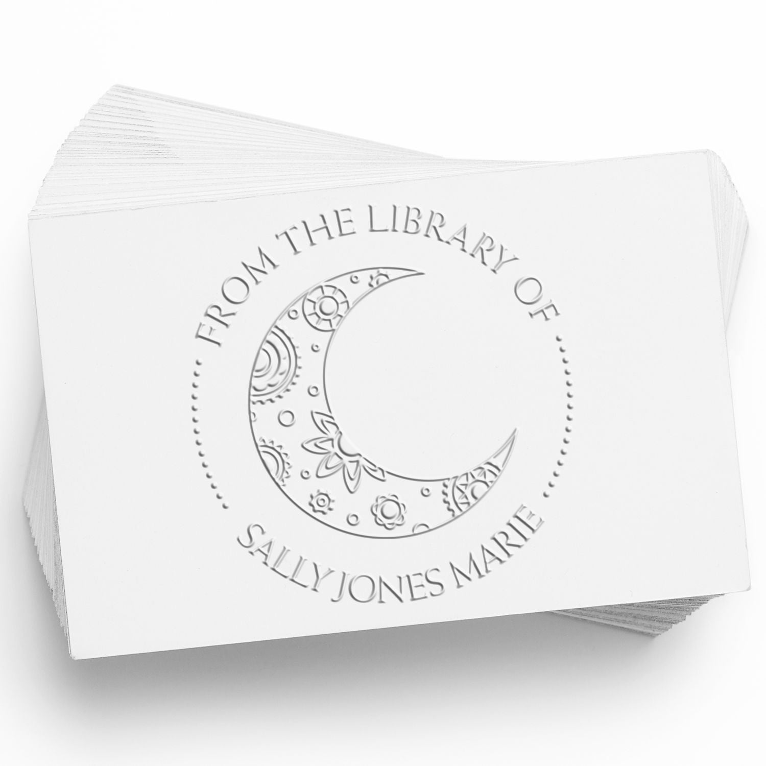 Soft Whimsical Night Personalized Book Ownership Embossing Stamp