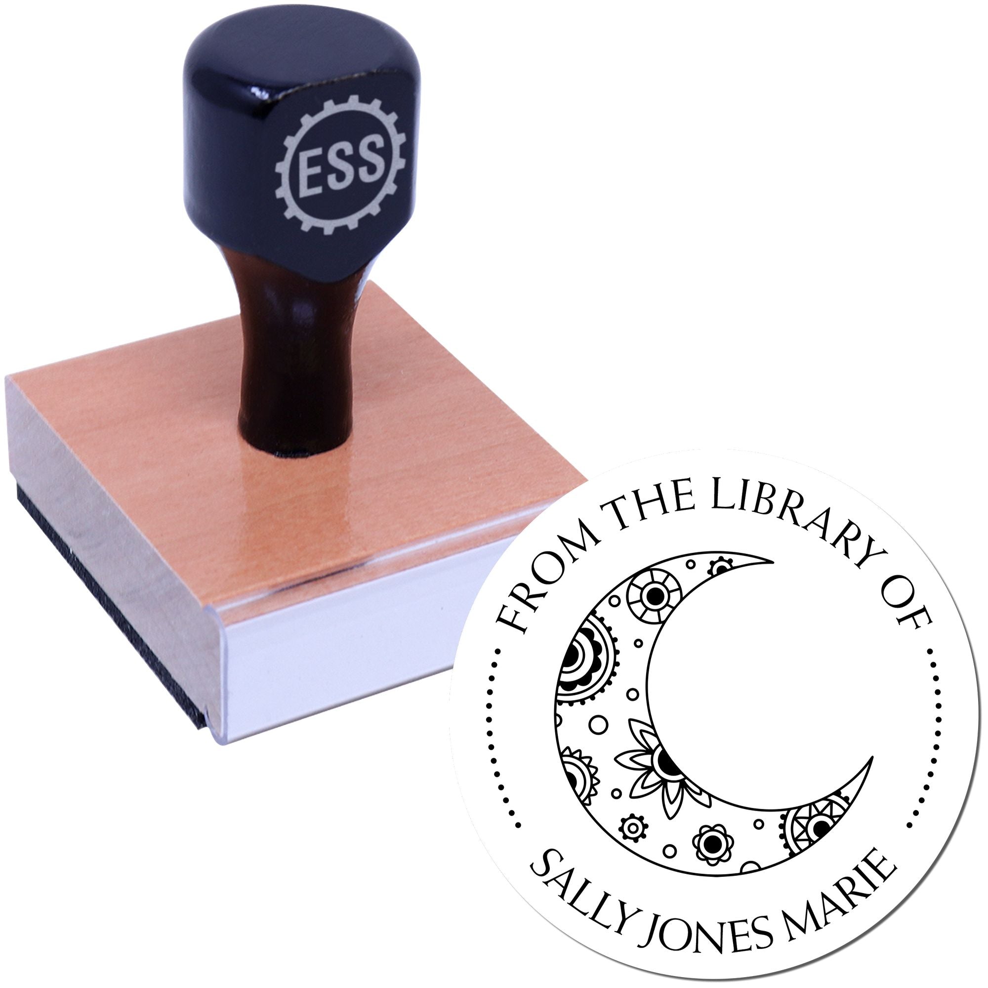 Wood Handle Whimsical Night Personalized Library Stamper - Engineer Seal Stamps