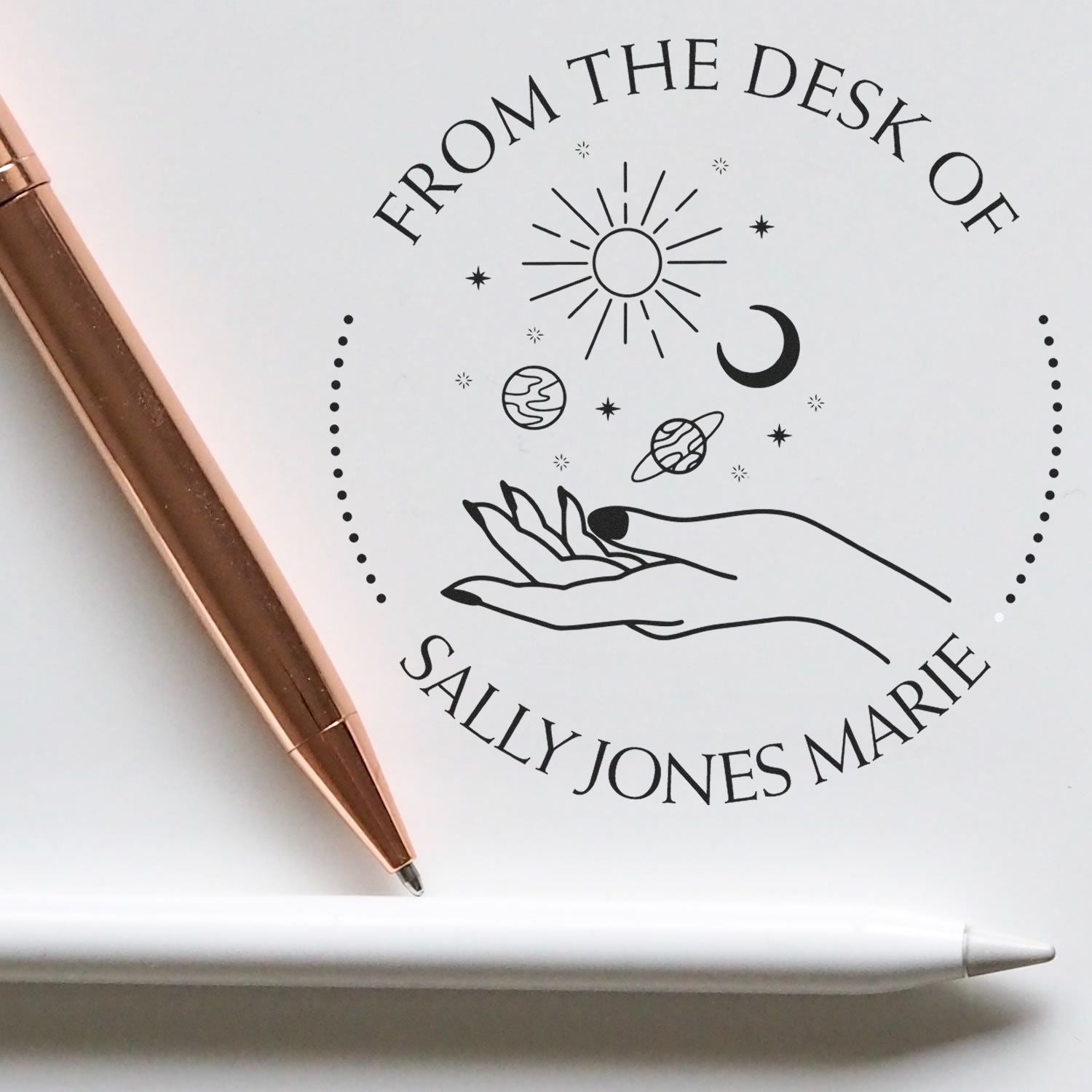 Wood Handle Effervescent Nebulous Personalized Library Collection Stamper - Engineer Seal Stamps