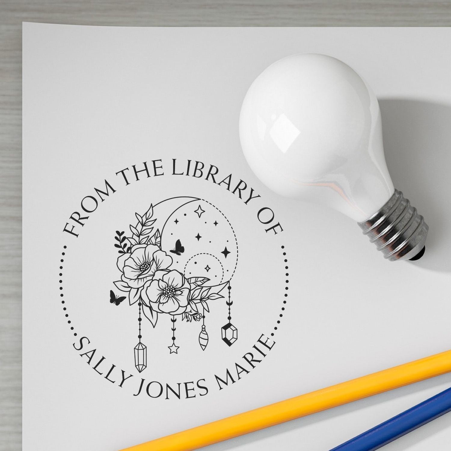 PSI Pre-Inked Lively Luna Personalized Book Belongs to Stamp - Engineer Seal Stamps