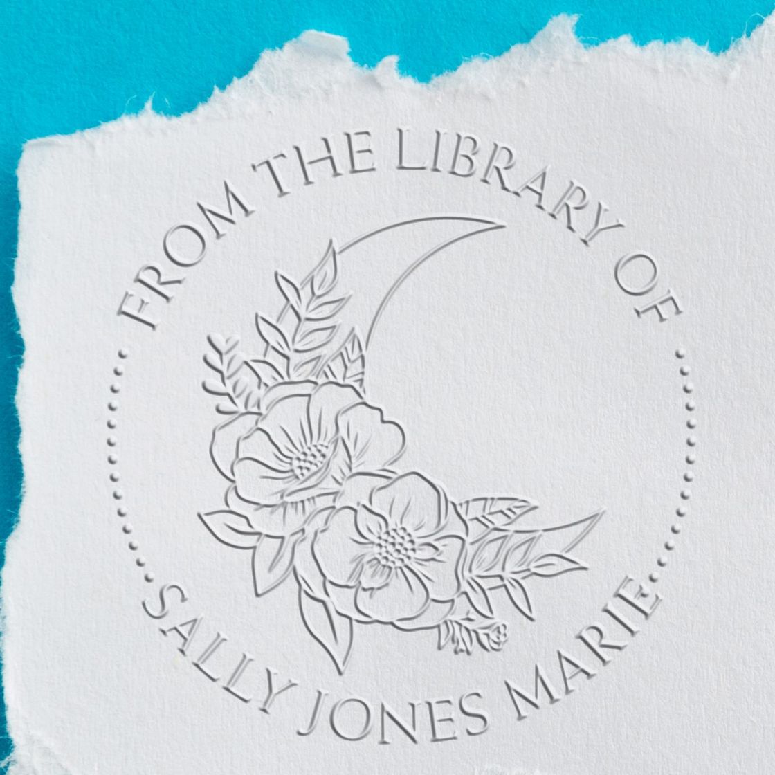 Soft Gentle Moon Personalized Book Ownership Label Embosser - Engineer Seal Stamps