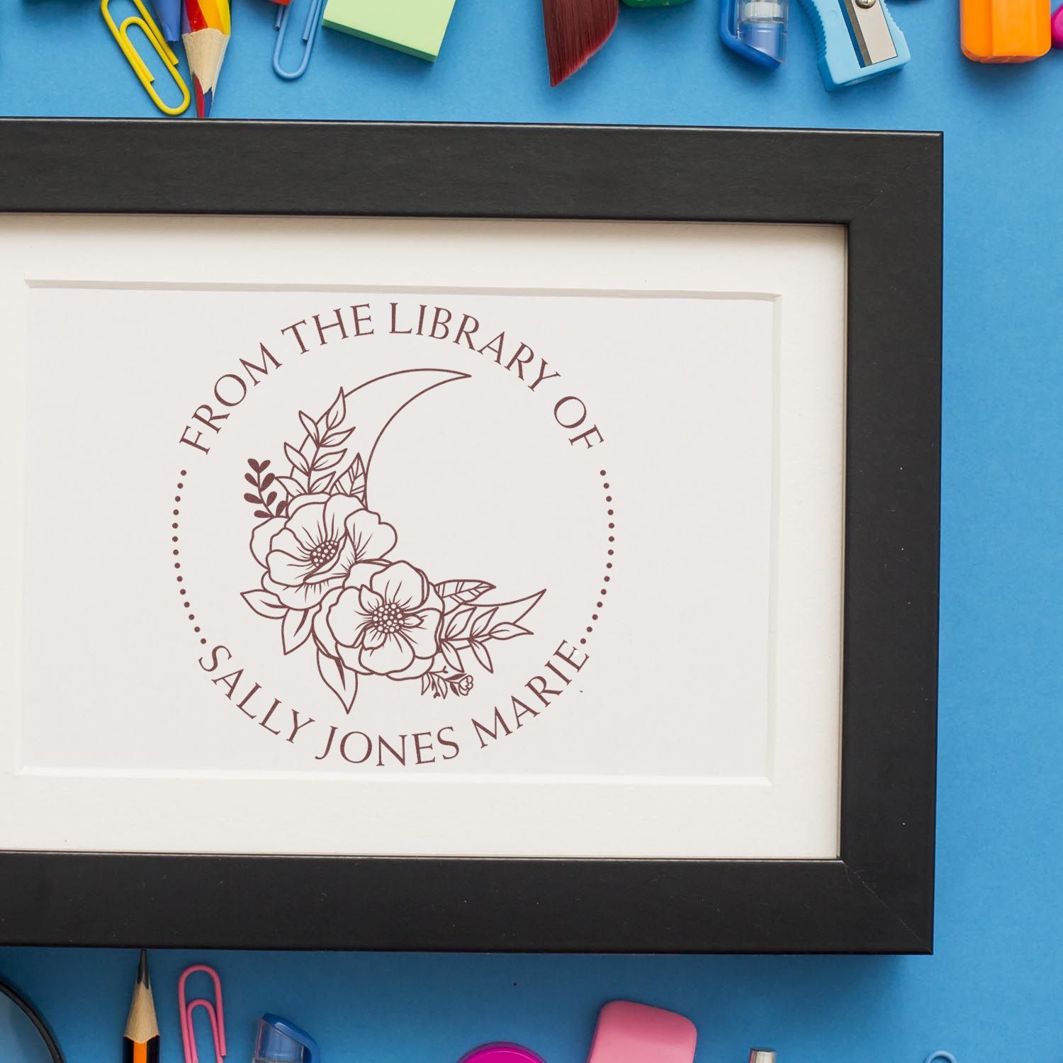 Pre-Inked Gentle Moon Personalized Read It Love It Return It Stamper - Engineer Seal Stamps