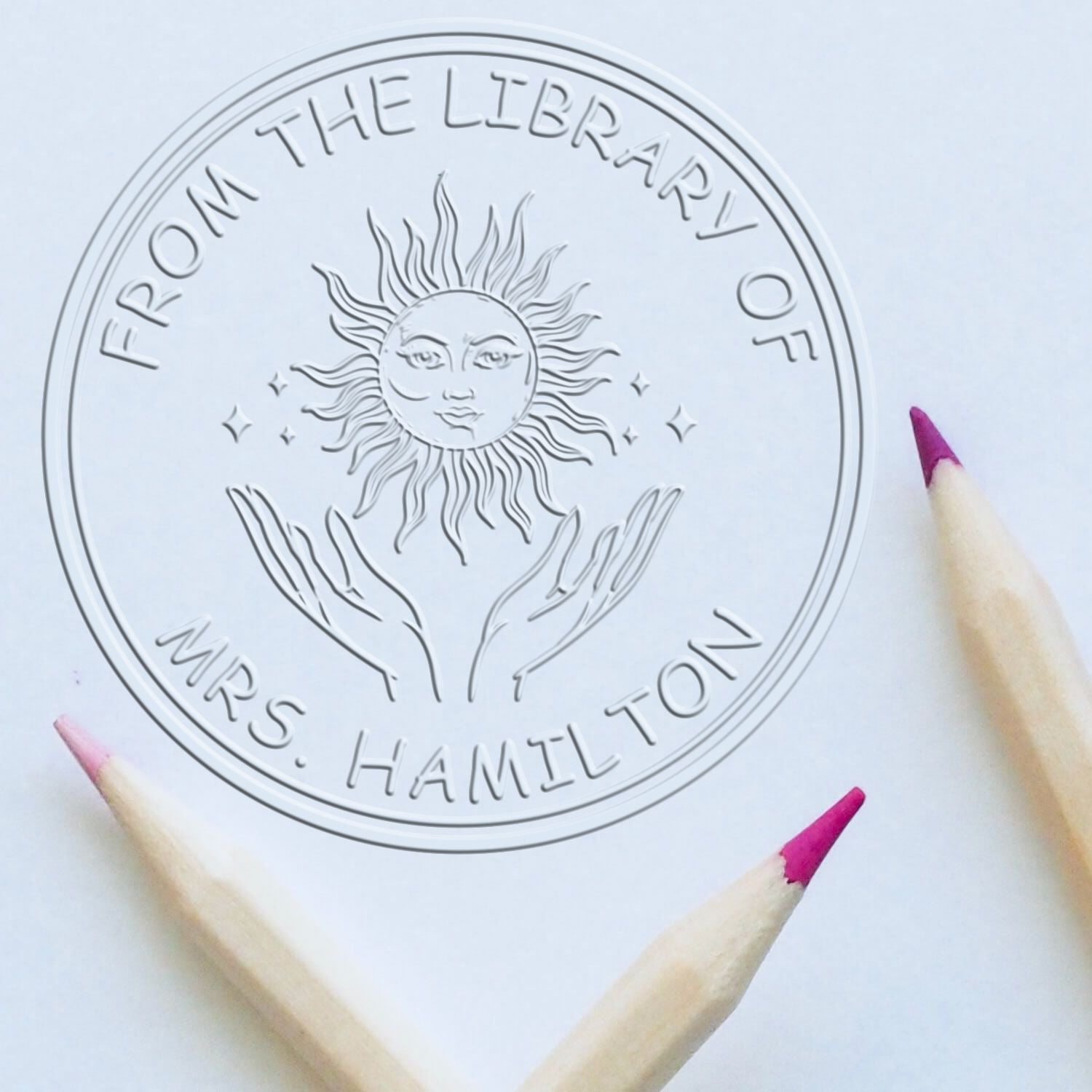 Soft Resplendent Sun Personalized Book Ownership Label Embossing Seal