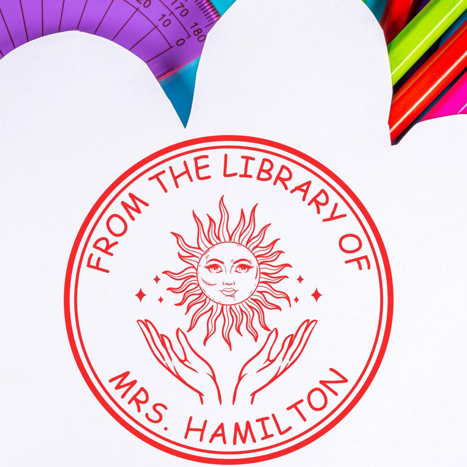 Self-Inking Resplendent Sun Customized Bookplate Stamp - Engineer Seal Stamps