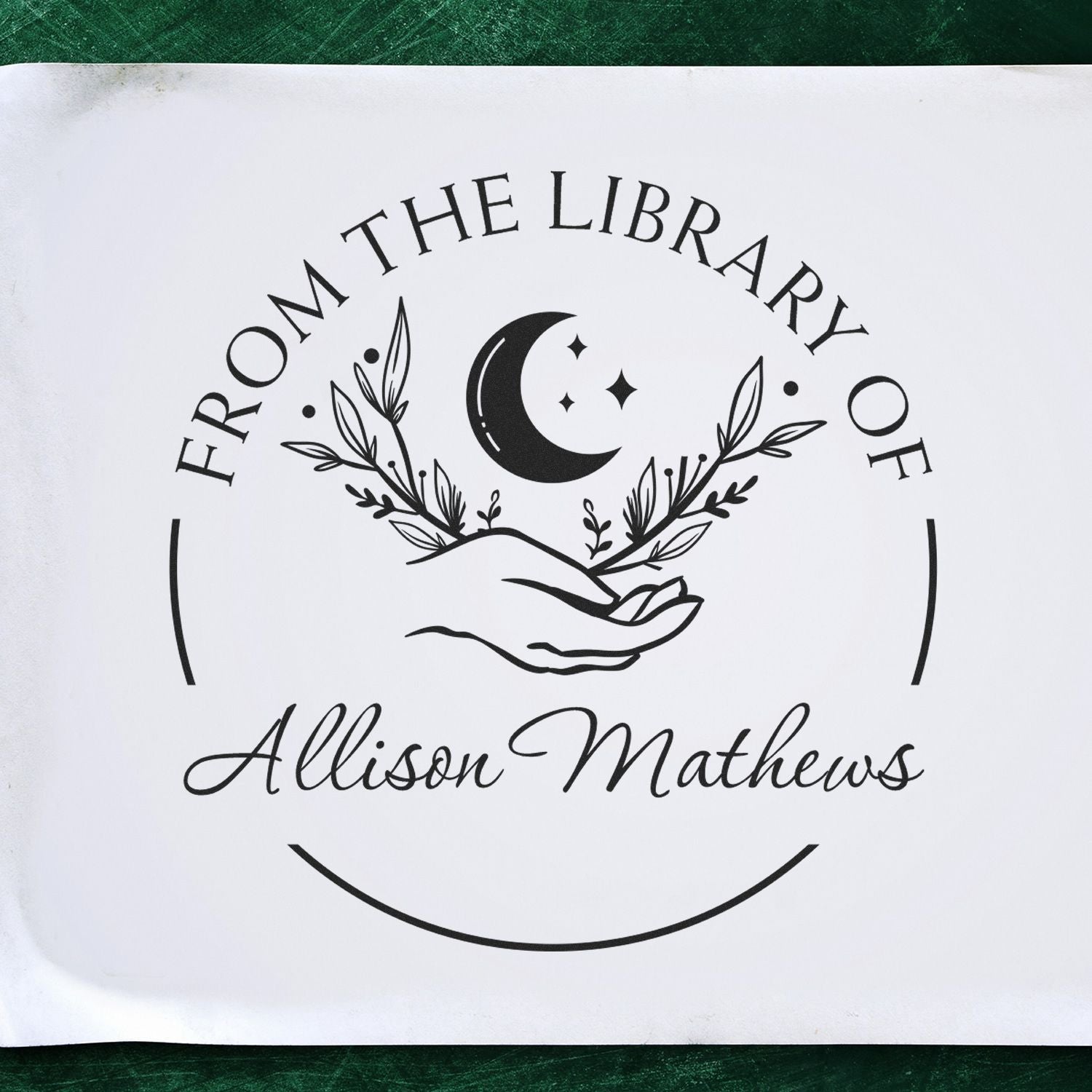 PSI Pre-Inked Luminous Luna Personalized Book Name Stamper - Engineer Seal Stamps