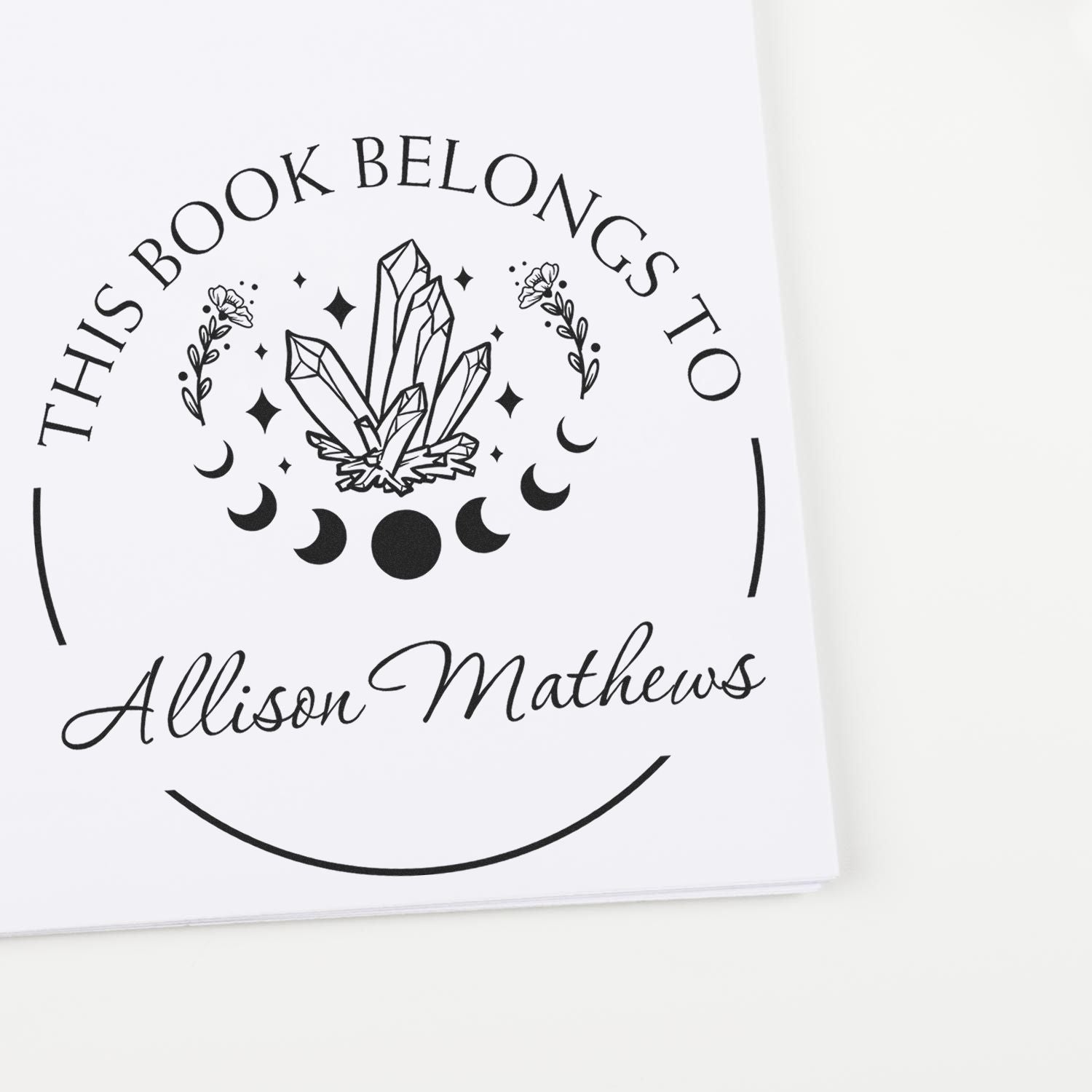 Pre-Inked Supernal Crystals Personalized Library Collection Stamp - Engineer Seal Stamps