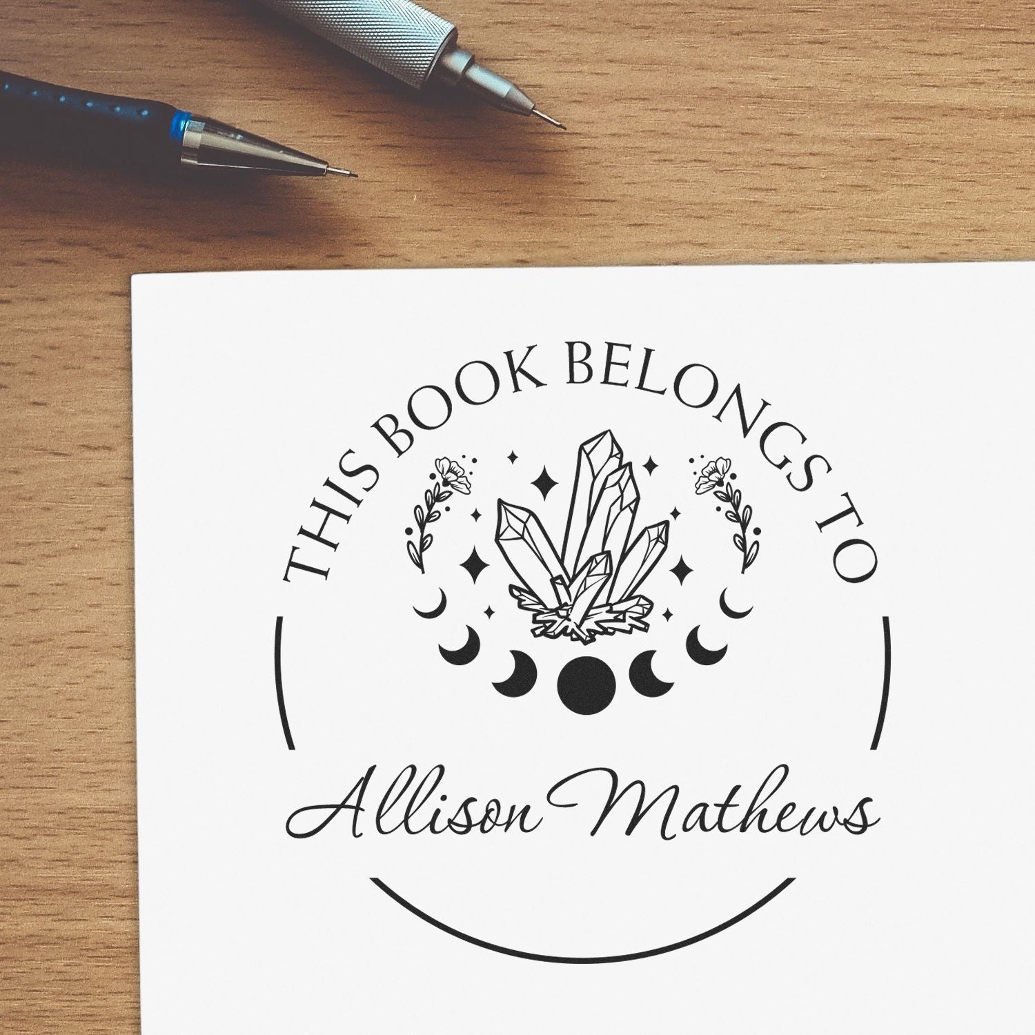 Wood Handle Supernal Crystals Custom Reader Stamp - Engineer Seal Stamps