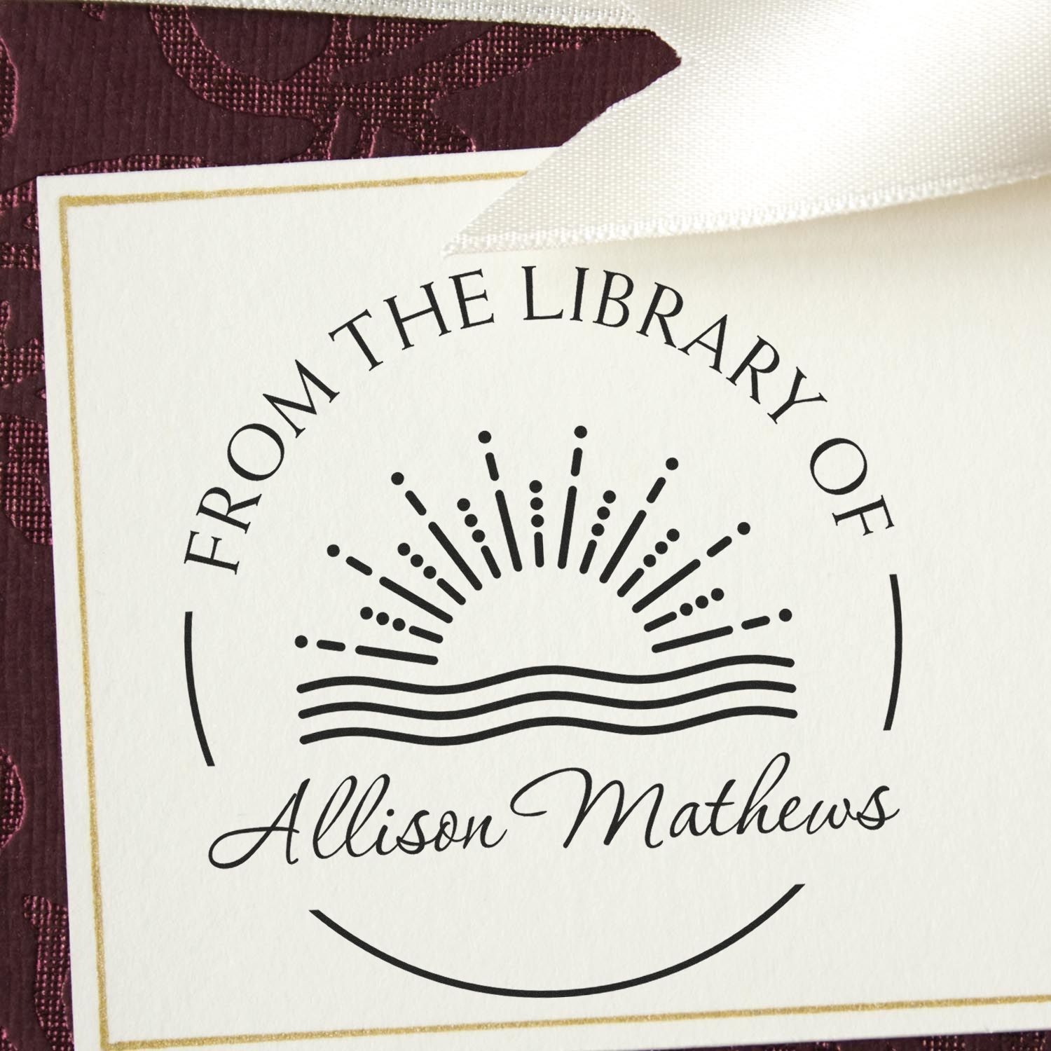 Pre-Inked Majestic Mornings Personalized Library Name Stamp - Engineer Seal Stamps