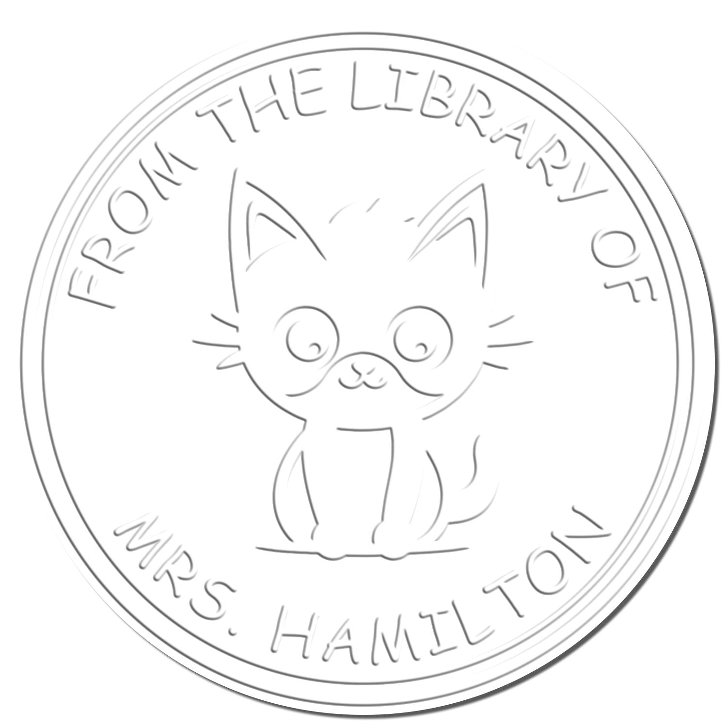 Desk Playful Kitty Custom Library Name Embossing Seal - Engineer Seal Stamps