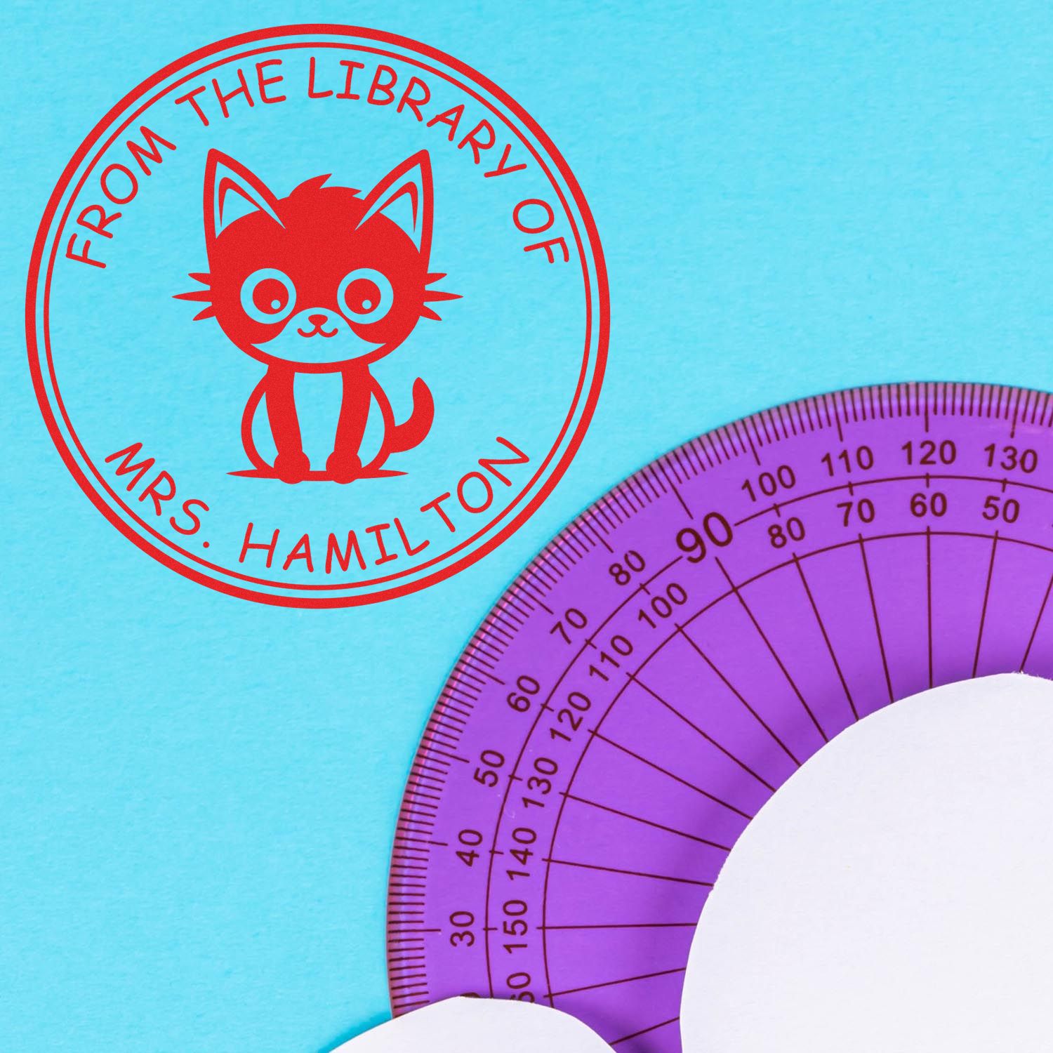 Wood Handle Playful Kitty Custom Belongs To Stamp - Engineer Seal Stamps