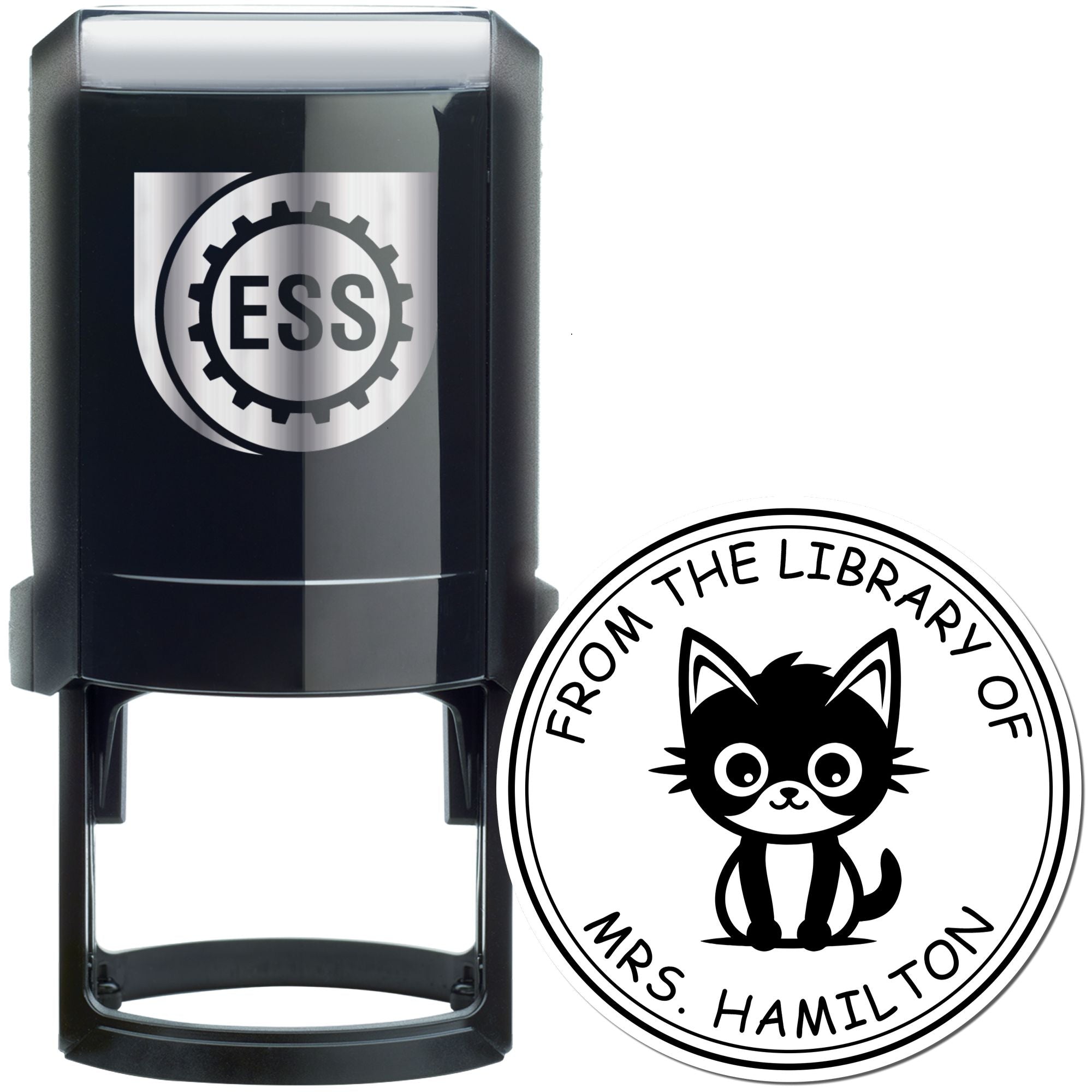 Self-Inking Playful Kitty Custom Made Instructor's Personal Stamp - Engineer Seal Stamps
