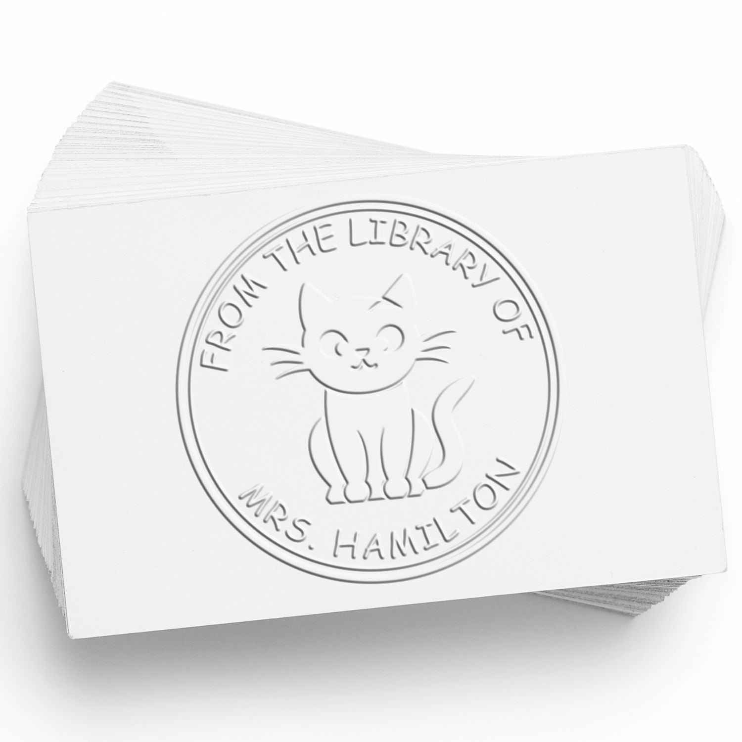 Desk Curious Kitty Custom Library Name Seal Press - Engineer Seal Stamps