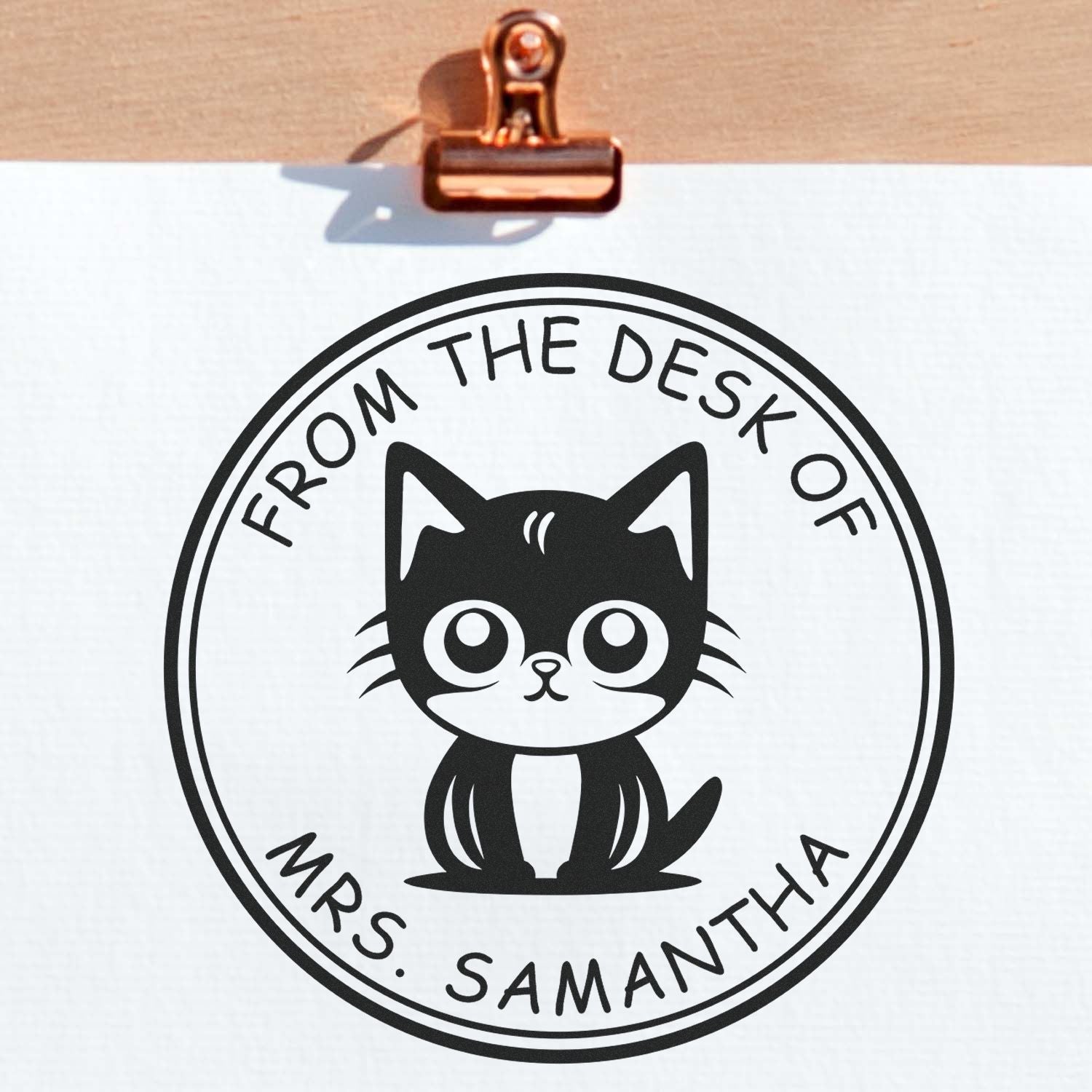 Wood Handle Charming Cat Custom Book Library Stamp - Engineer Seal Stamps