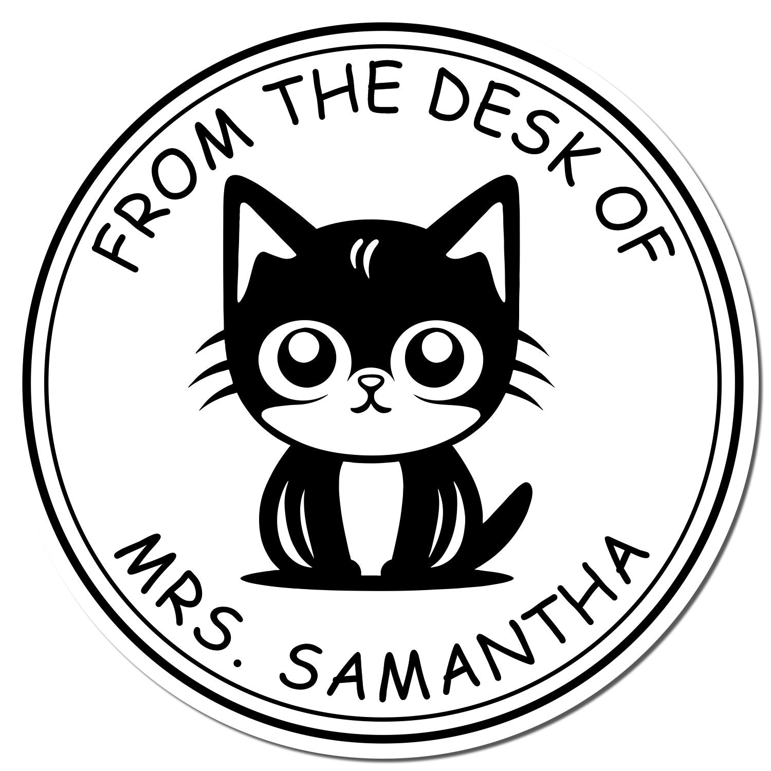 Wood Handle Charming Cat Custom Book Library Stamp - Engineer Seal Stamps