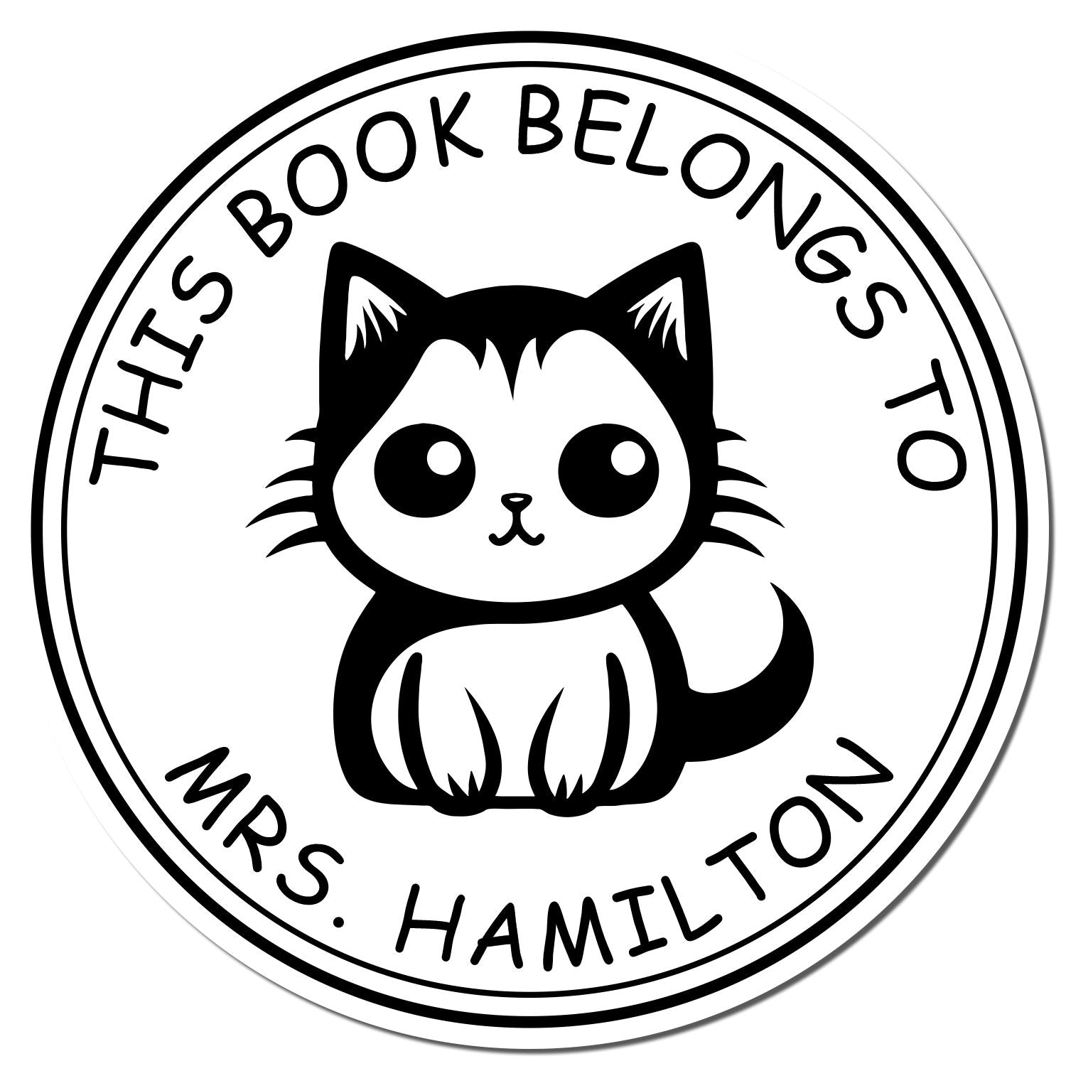 PSI Pre-Inked Comforting Cat Customized Book Library Stamp - Engineer Seal Stamps