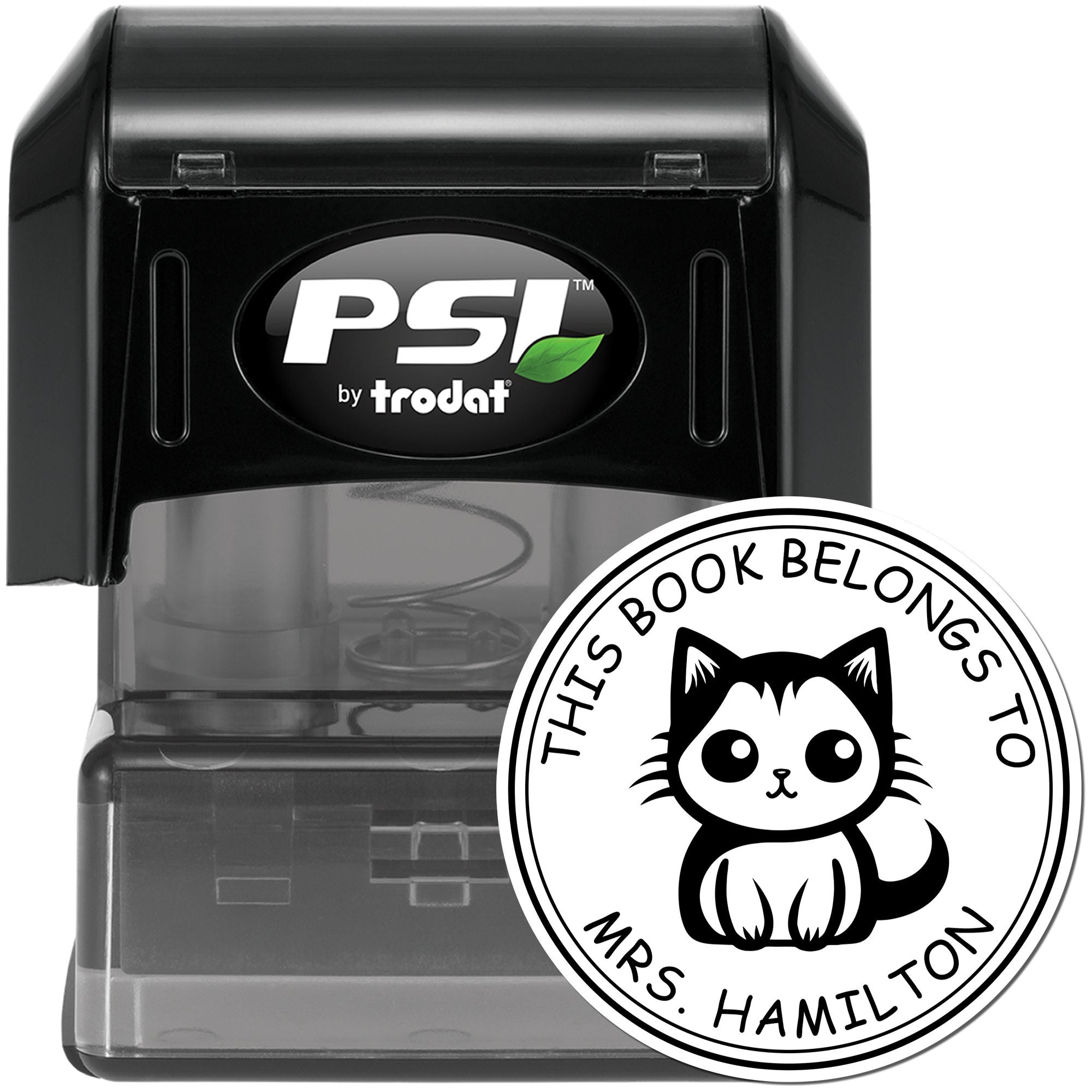 PSI Pre-Inked Comforting Cat Customized Book Library Stamp - Engineer Seal Stamps