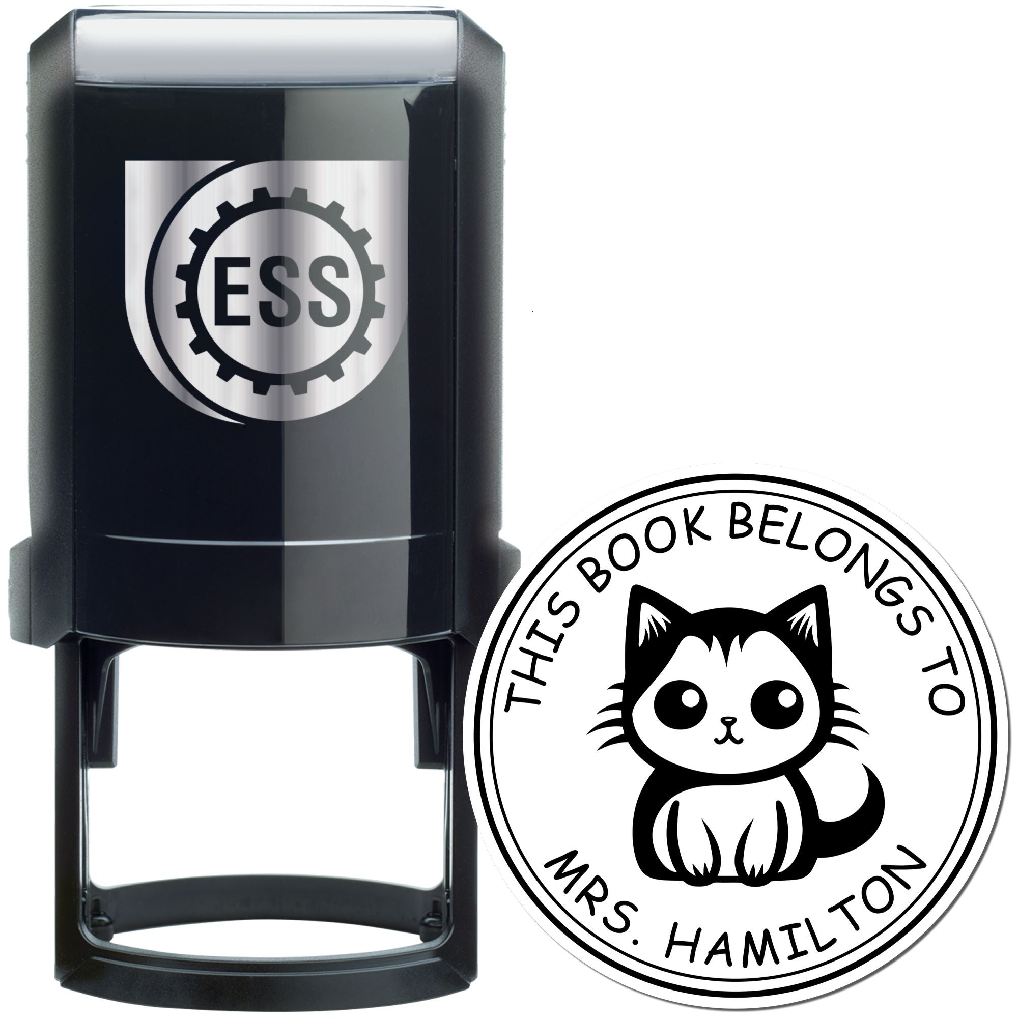 Self-Inking Comforting Cat Custom Made Name Inscription Stamp - Engineer Seal Stamps
