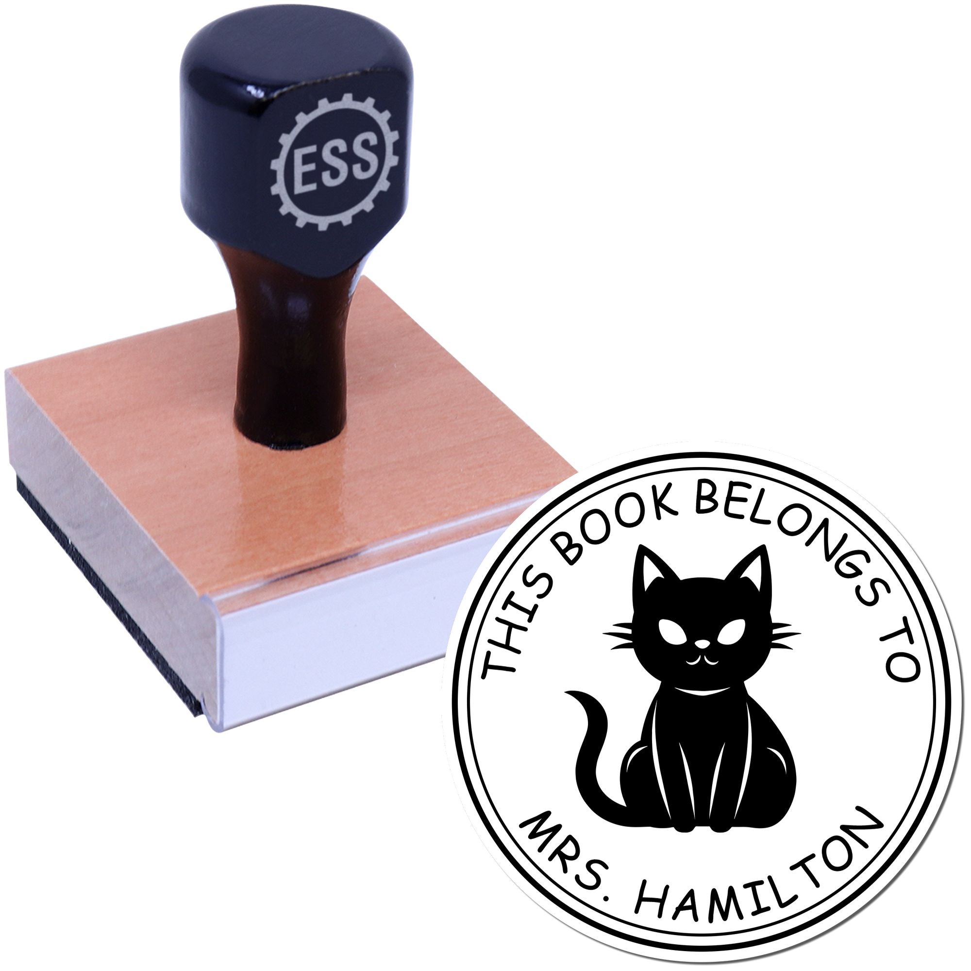 Wood Handle Mysterious Minx Custom Bookplate Stamp - Engineer Seal Stamps