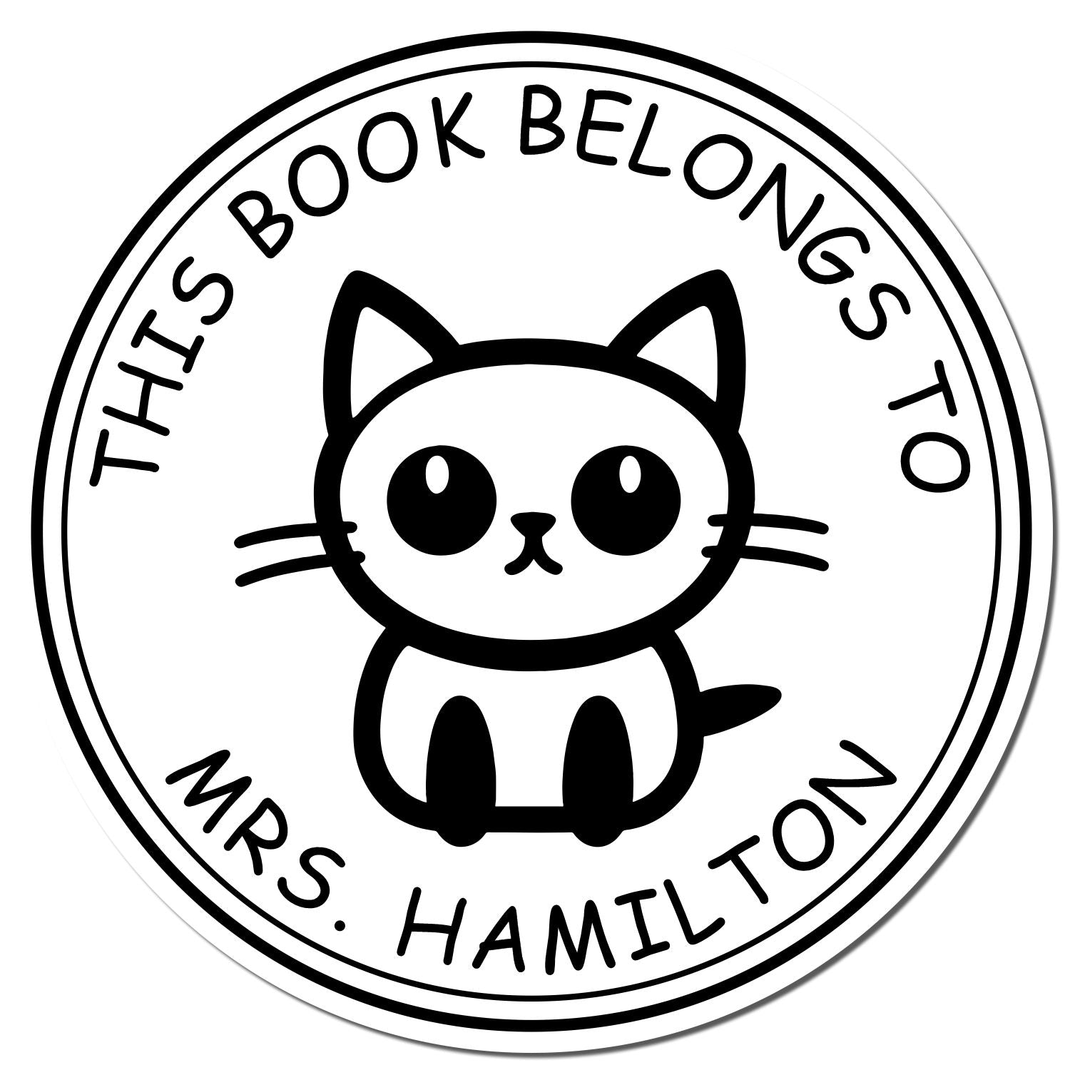 PSI Pre-Inked Graceful Cat Customized Book Ownership Stamp - Engineer Seal Stamps