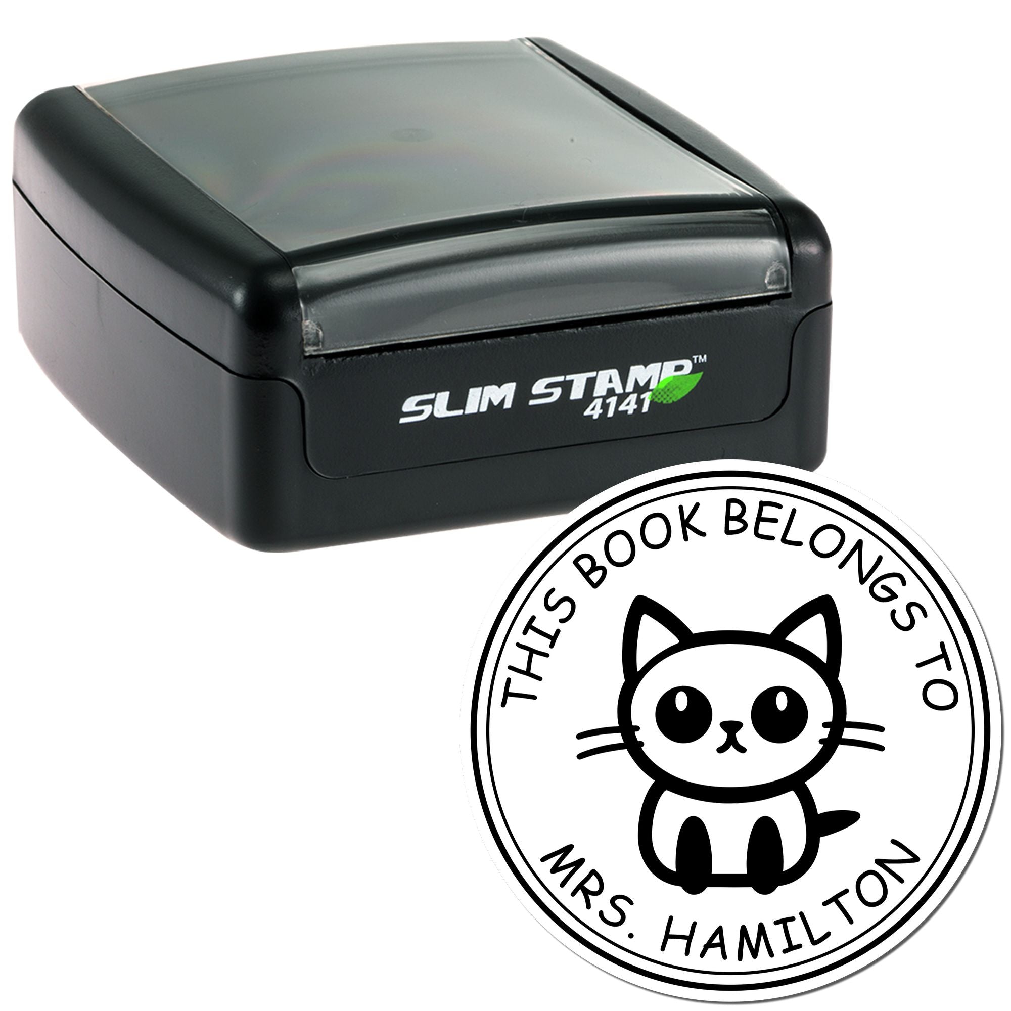 Pre-Inked Graceful Cat Name Stamp - Engineer Seal Stamps