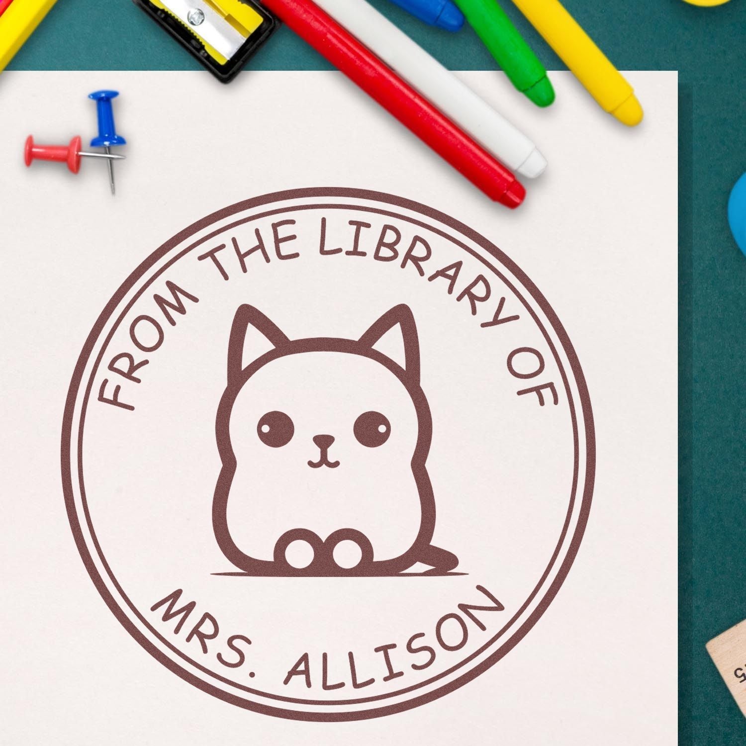 Wood Handle Silky Feline Custom From The Library Of Stamp - Engineer Seal Stamps