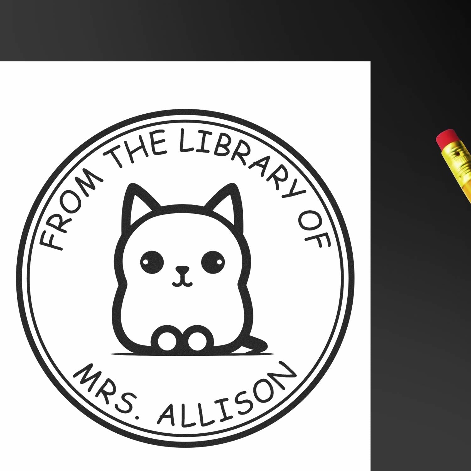 PSI Pre-Inked Silky Feline Customized Book Ownership Label Stamp - Engineer Seal Stamps