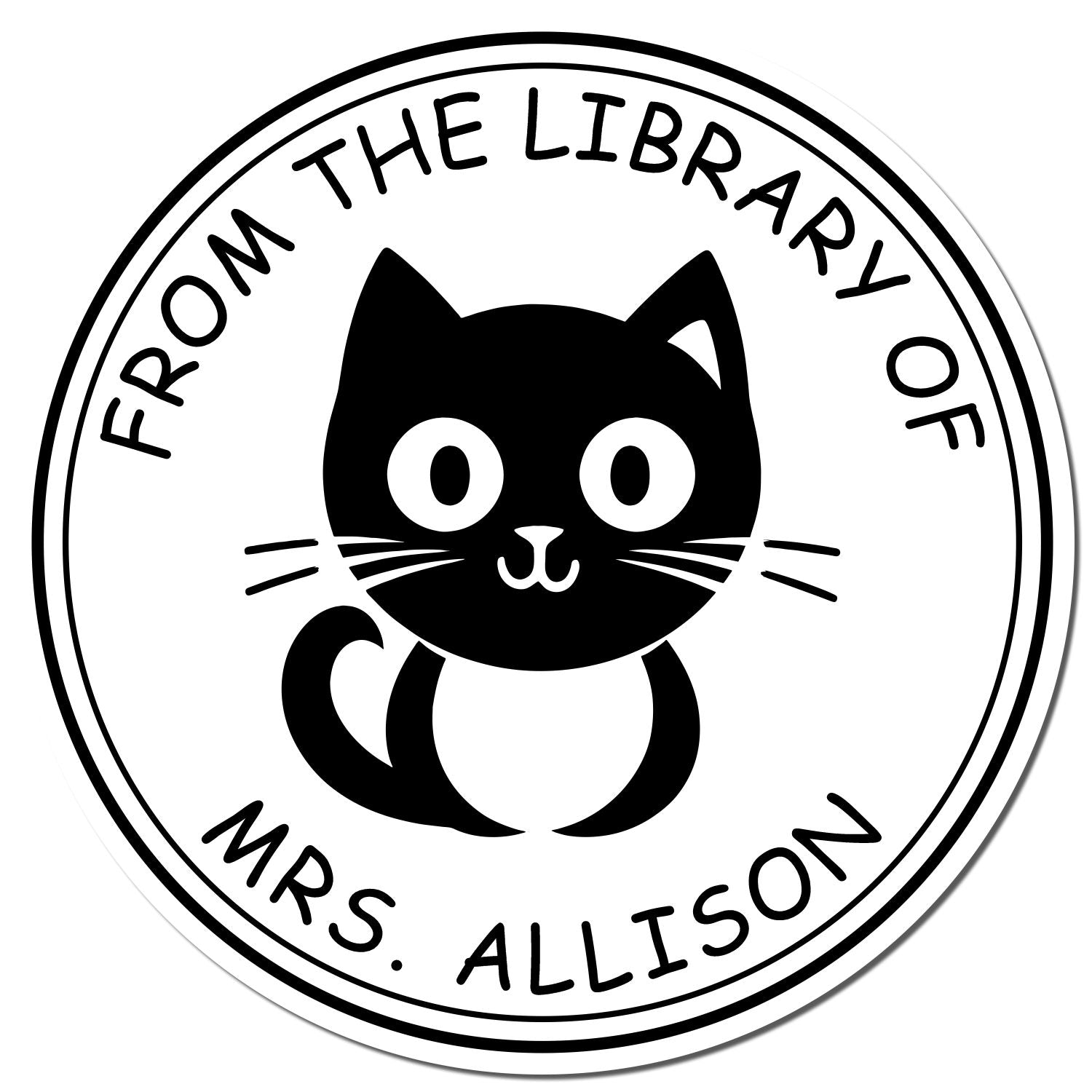 Wood Handle Gentle Kitten Custom Home Library Stamp - Engineer Seal Stamps