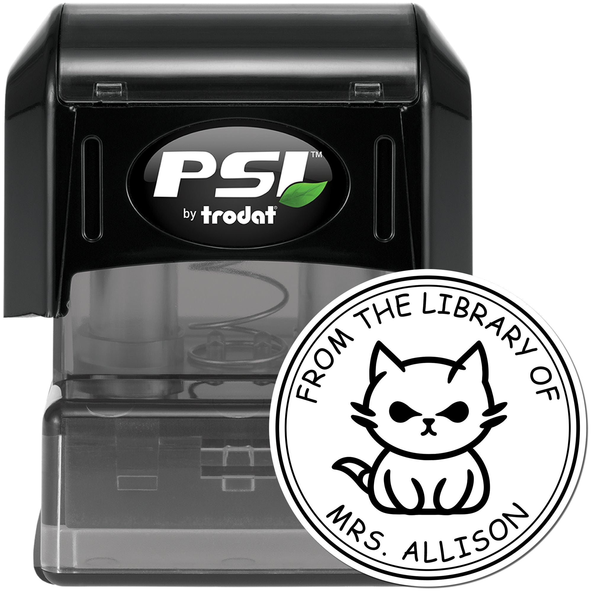 PSI Pre-Inked Moody Kitten Customized Bookplate Stamp - Engineer Seal Stamps