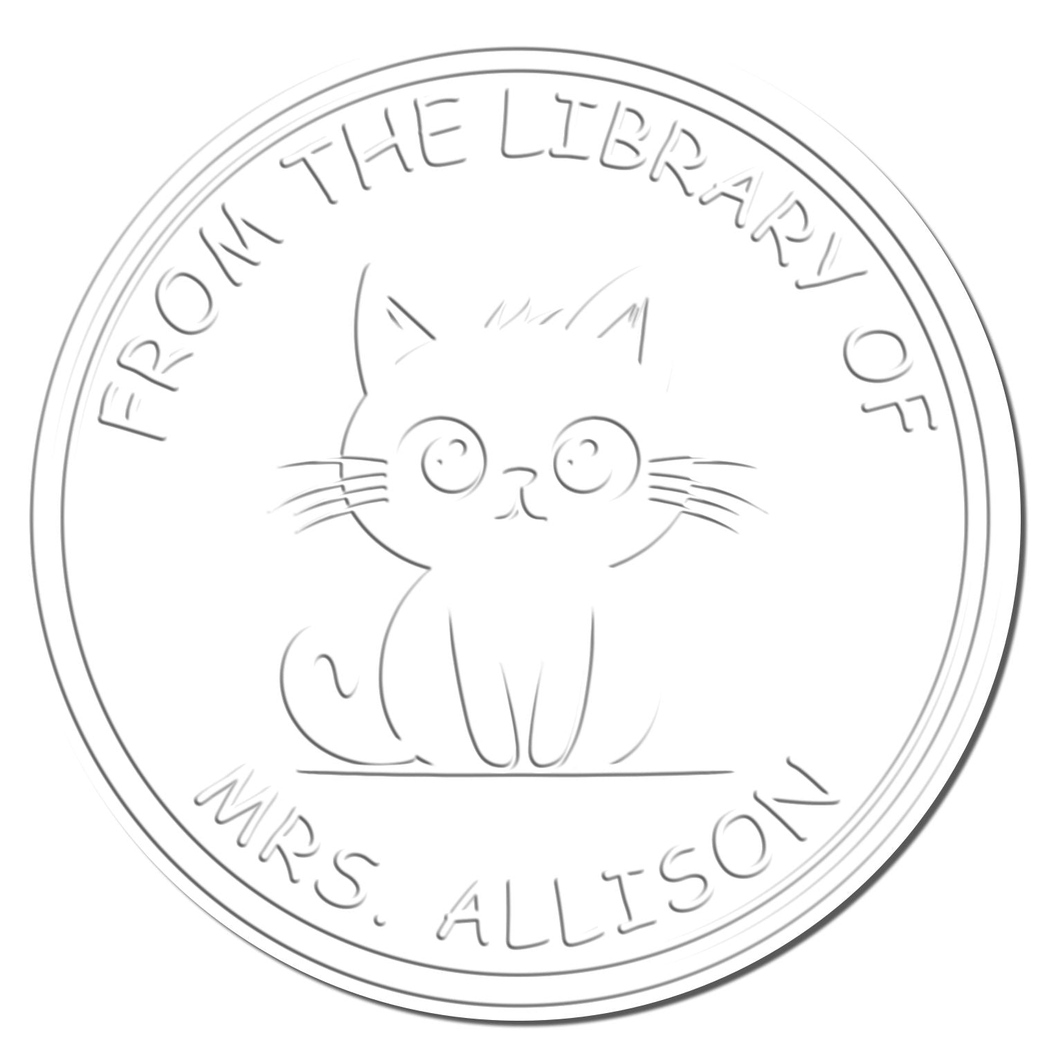 Soft Sneaky Kitty Custom Book Embossing Stamp - Engineer Seal Stamps