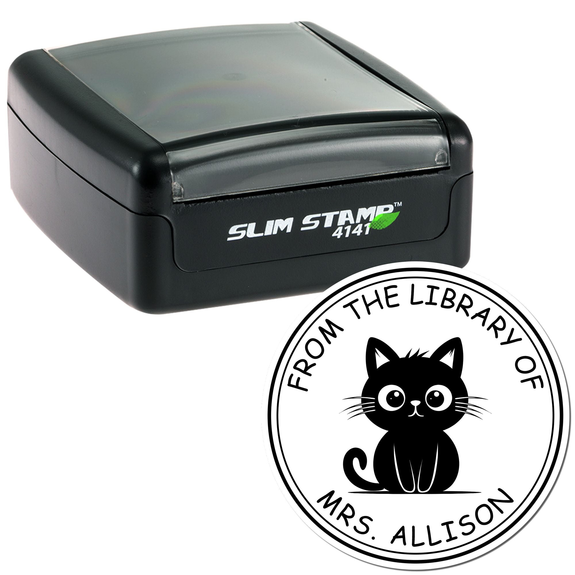 Pre-Inked Sneaky Kitty Private Library Stamp - Engineer Seal Stamps