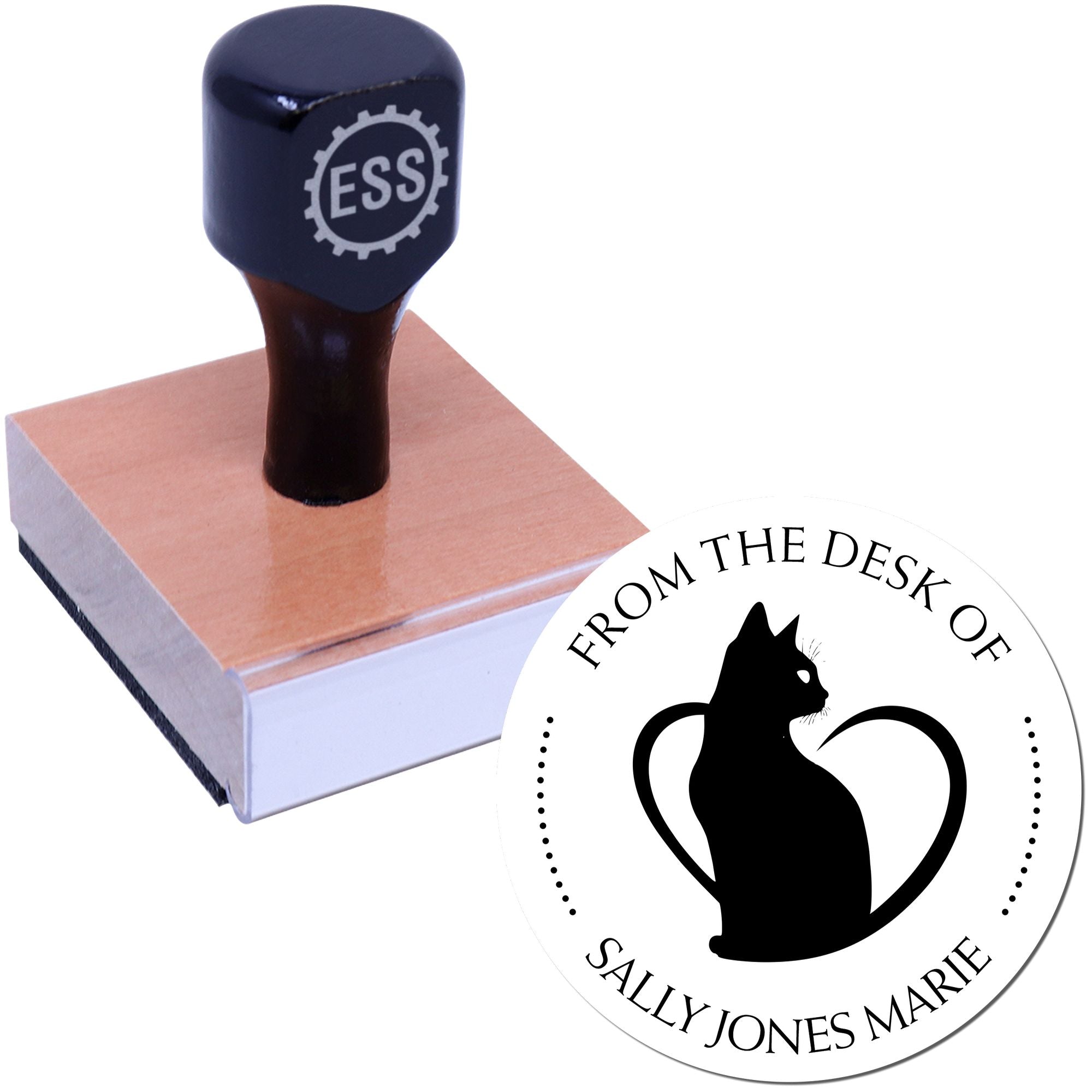 Wood Handle Furry Cat Custom Library Collection Stamp - Engineer Seal Stamps