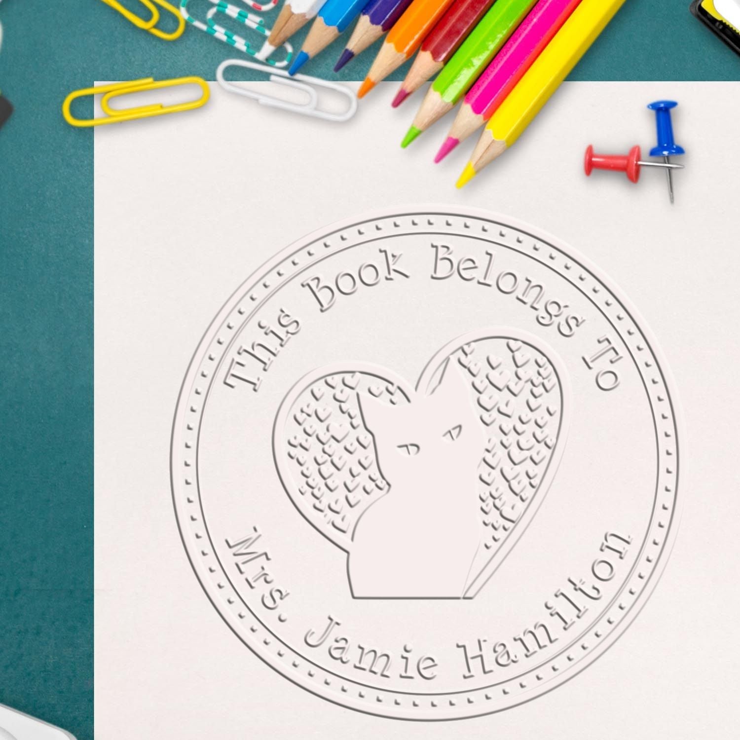 Desk Regal Cat Custom My Library Embosser - Engineer Seal Stamps