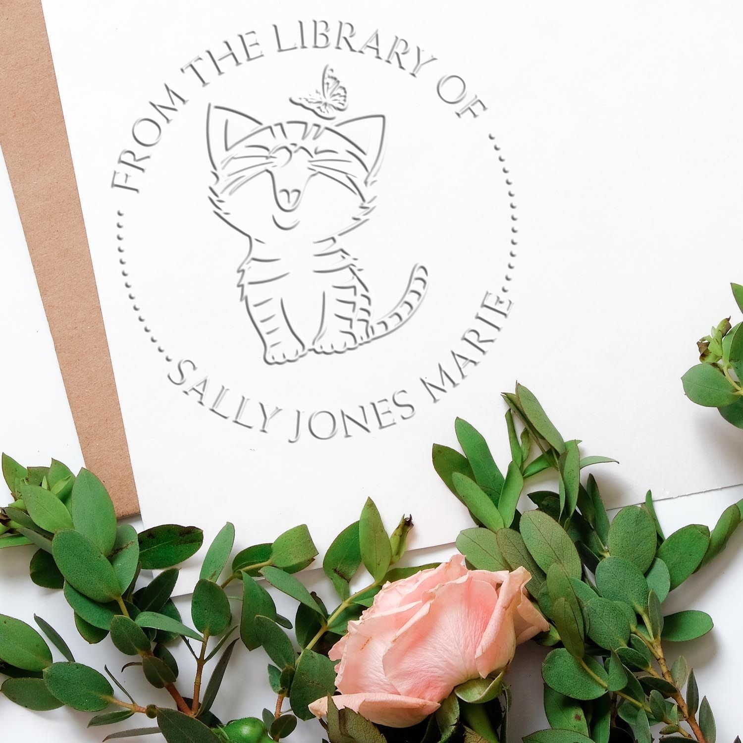 Desk Lively Kitten Custom My Library Embossing Stamp - Engineer Seal Stamps
