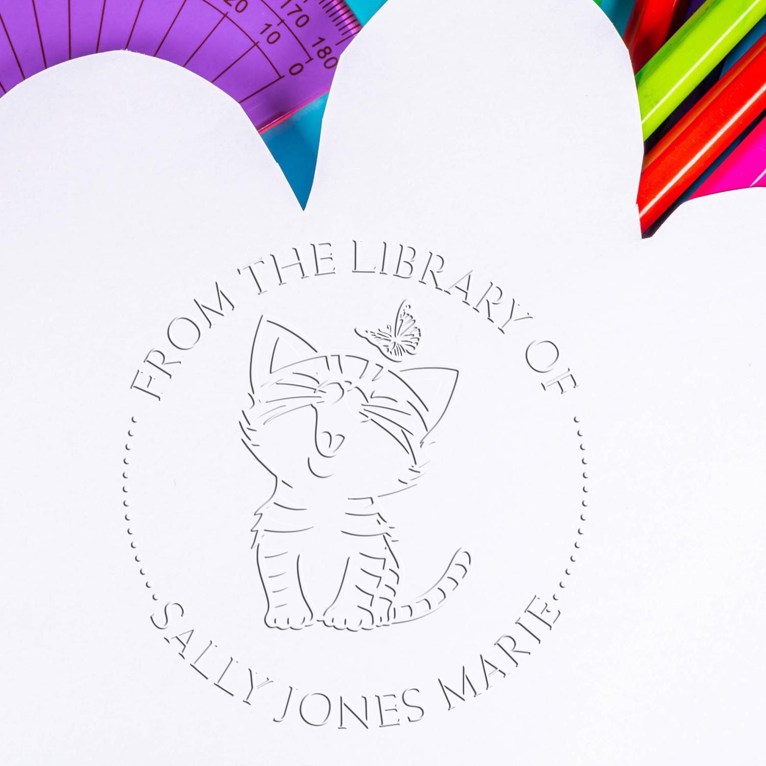 Hybrid Lively Kitten Custom Bookplate Seal Press - Engineer Seal Stamps