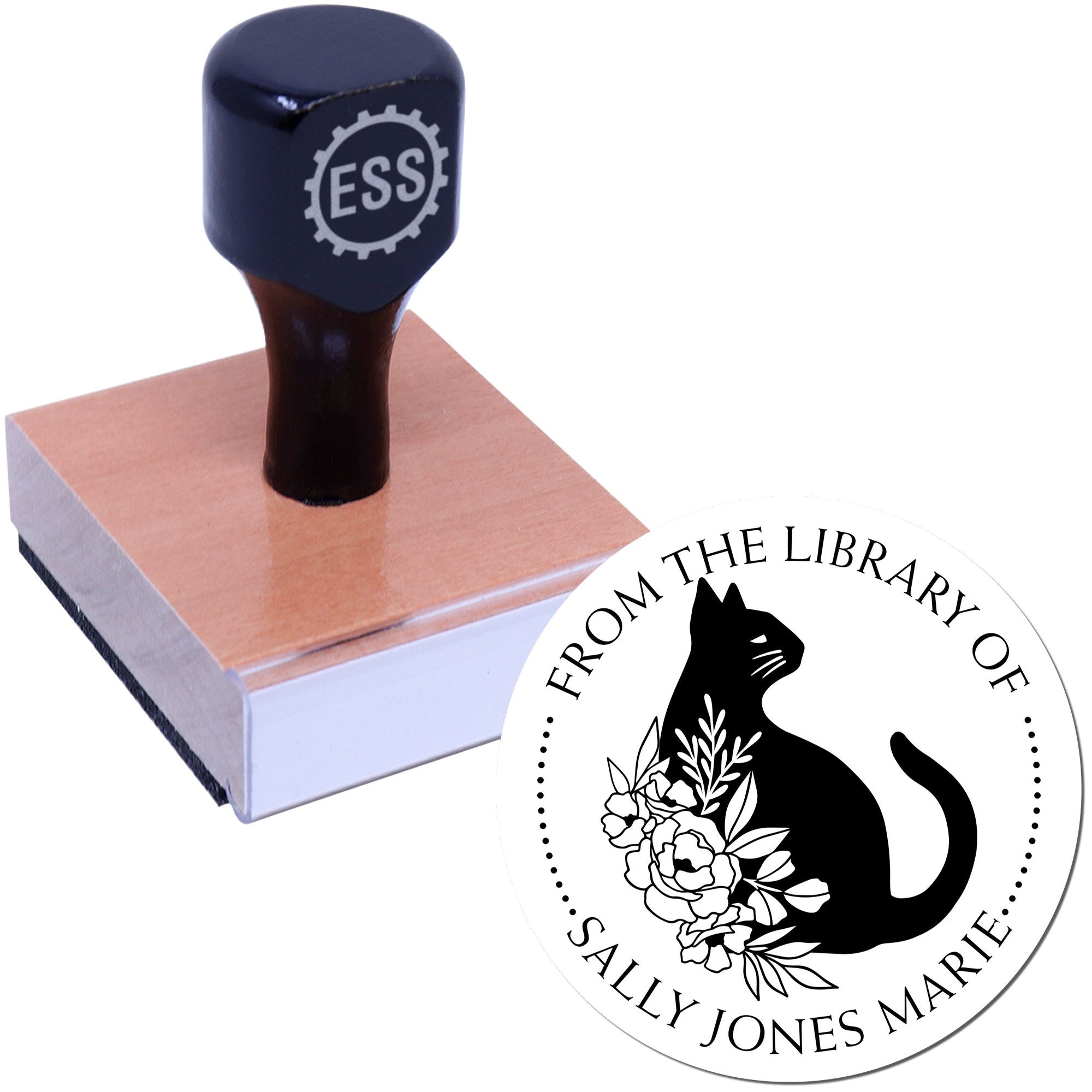 Wood Handle Quick-witted Cat Custom My Library Stamp - Engineer Seal Stamps