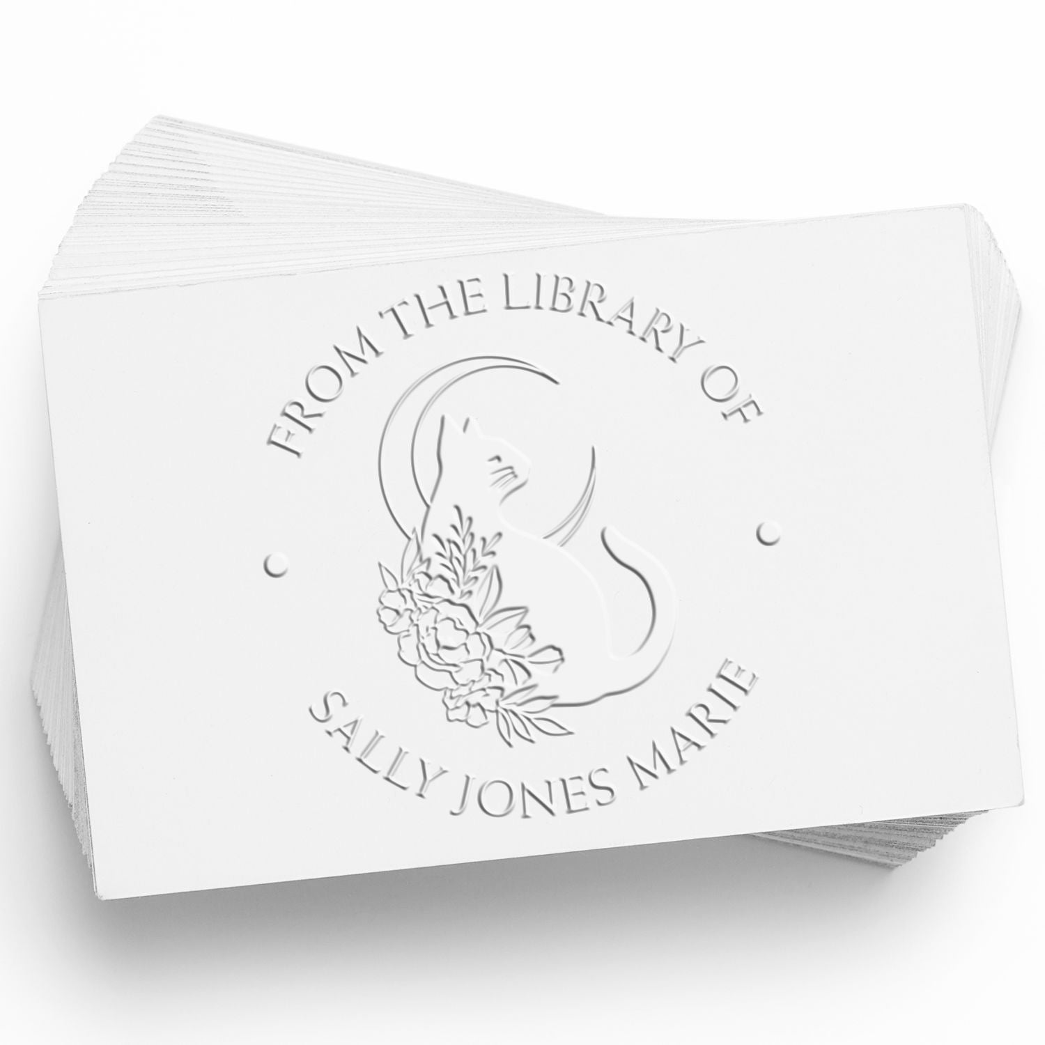 Desk Mischievous Feline Custom My Library Seal Press - Engineer Seal Stamps