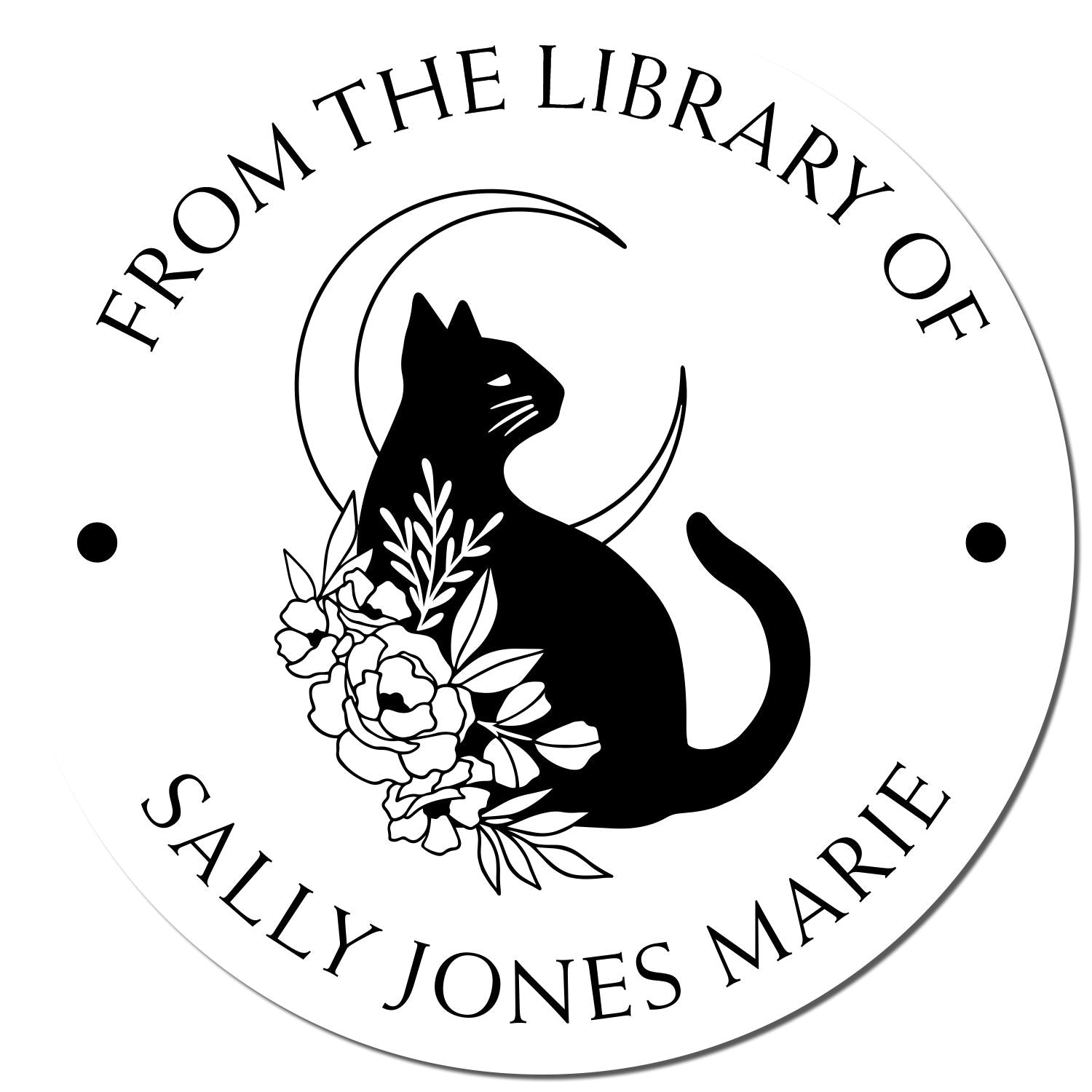 PSI Pre-Inked Mischievous Feline Customized Library Name Stamp - Engineer Seal Stamps