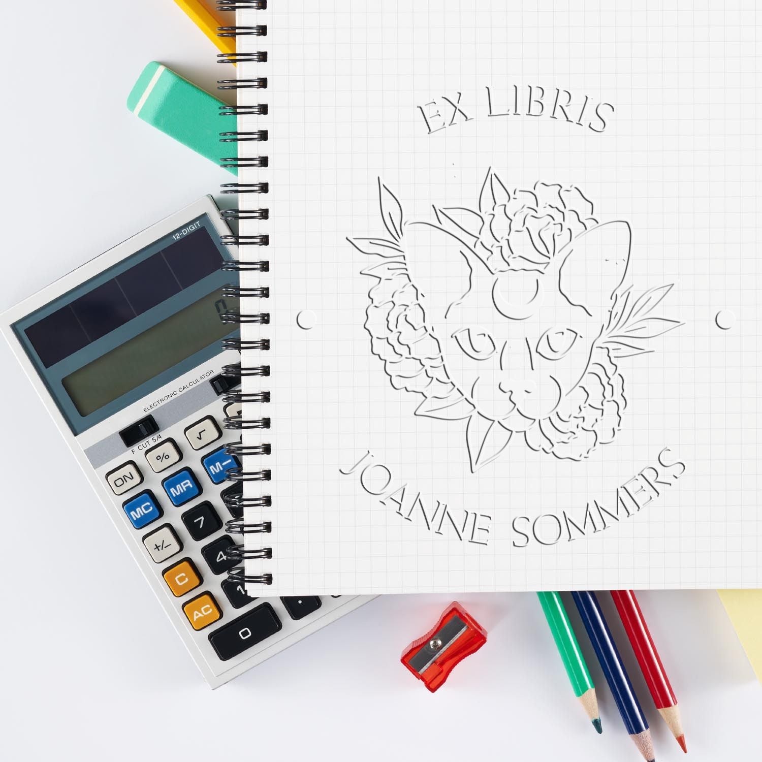 Soft Loyal Feline Custom Book Belongs to Seal Press - Engineer Seal Stamps