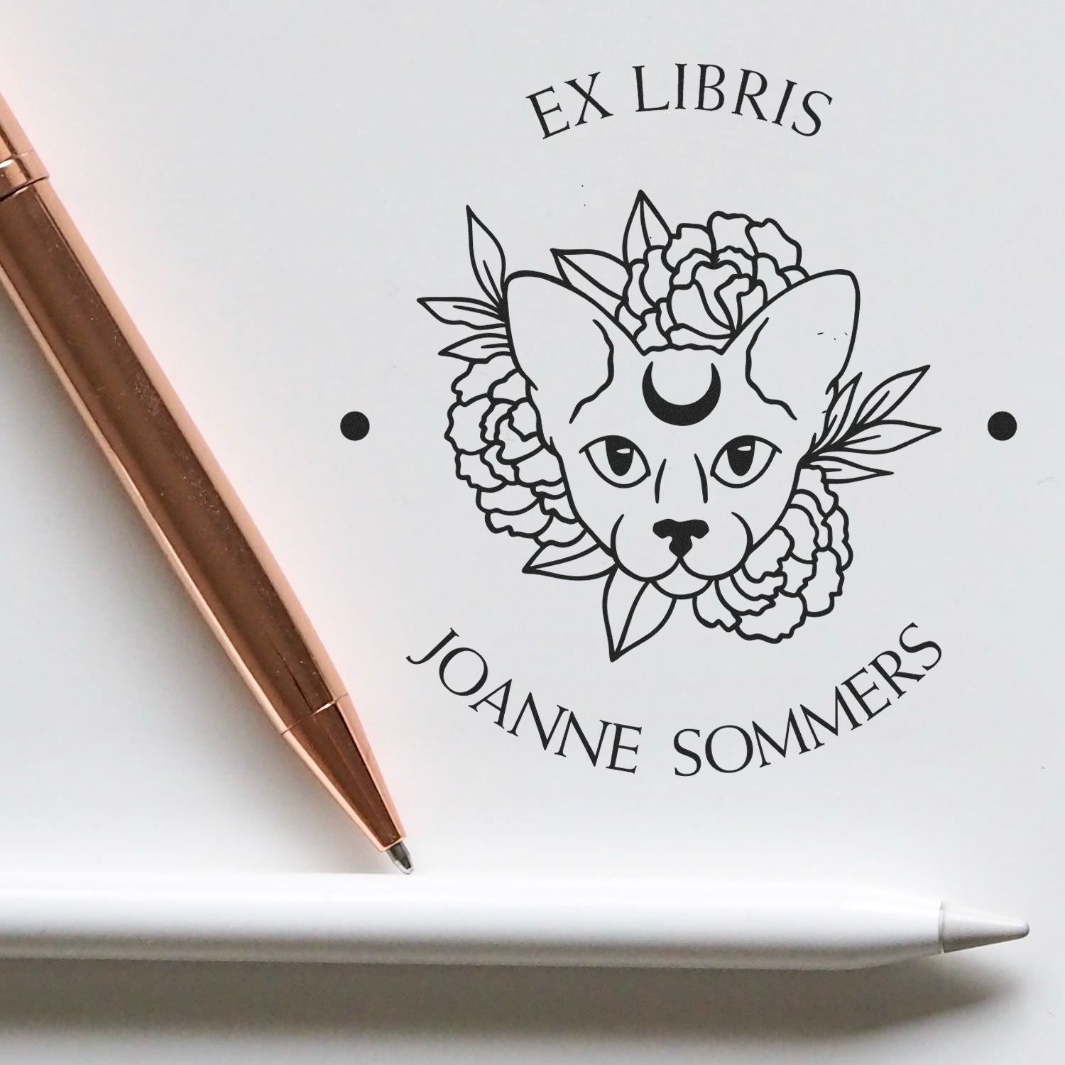 Pre-Inked Loyal Feline Bibliophile Stamp - Engineer Seal Stamps