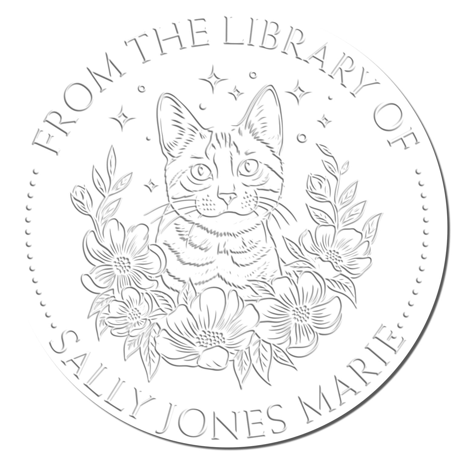 Soft Majestic Meow Custom Book Library Embossed Stamp - Engineer Seal Stamps